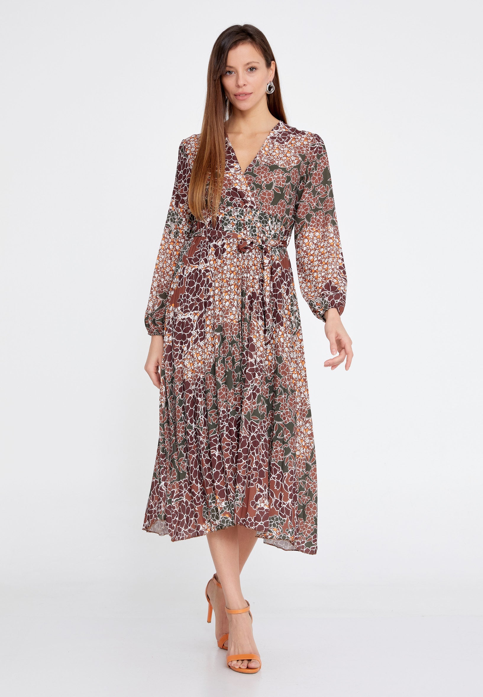 Long Sleeve Midi Crepe Column Regular Casual Dress esldw145 Long Sleeve Midi Crepe Column Regular Casual Dress esldw145