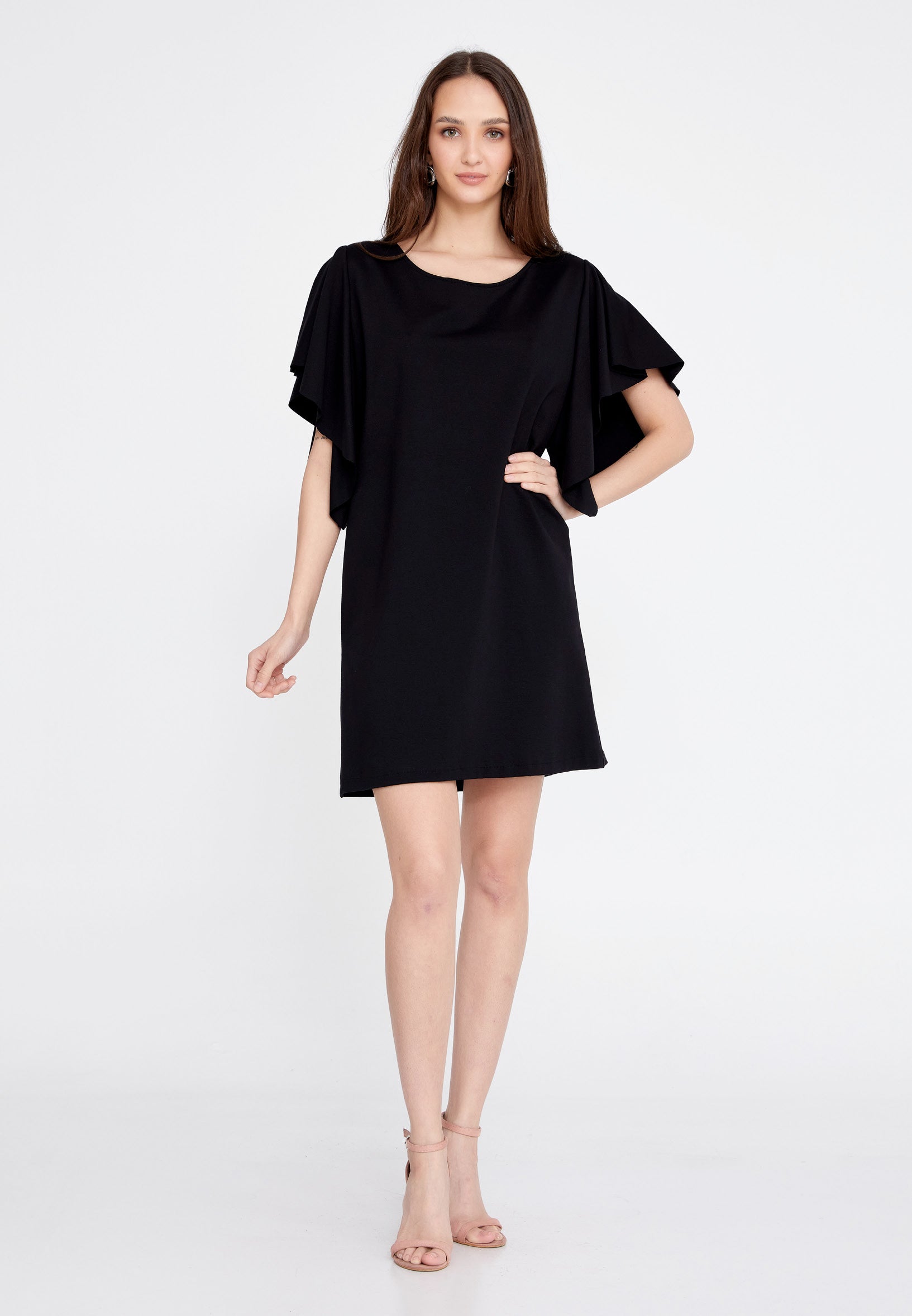Short Sleeve Mini Crepe Column Regular Casual Dress rui192084