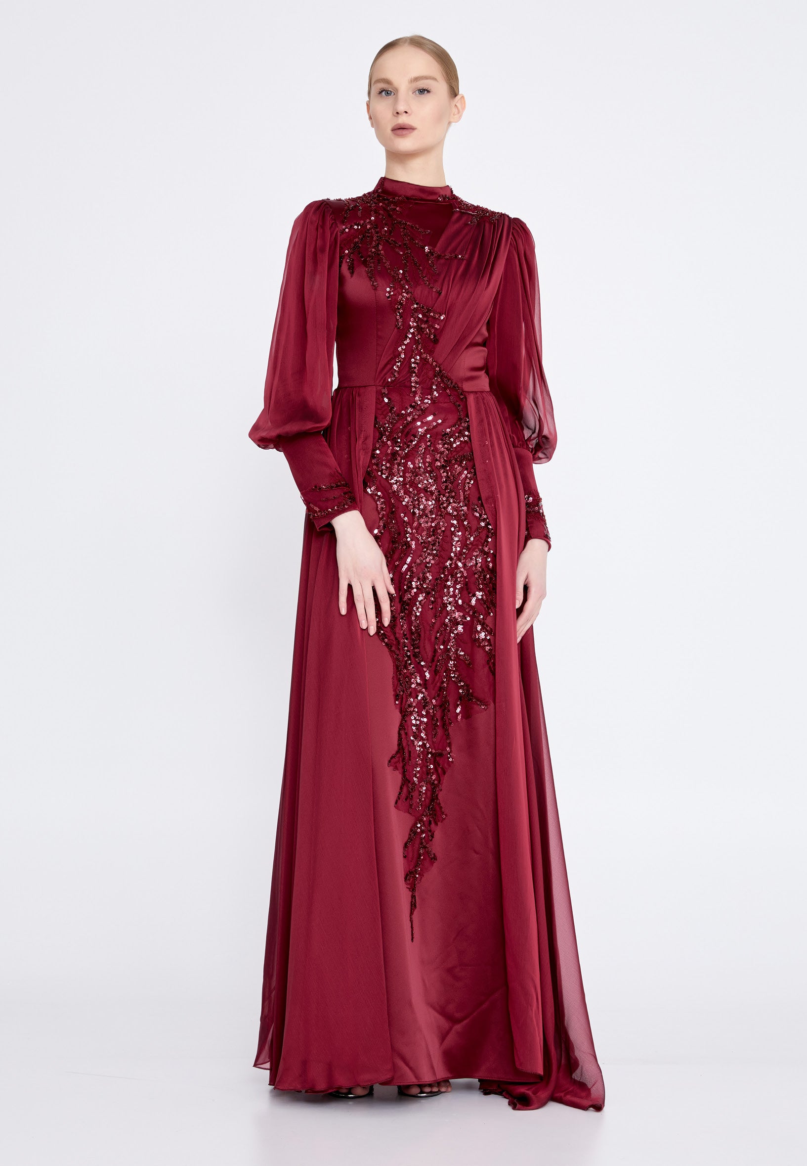 Long Sleeve Maxi Satin Column Regular Wedding Guest Dress gzk7015 Long Sleeve Maxi Satin Column Regular Wedding Guest Dress gzk7015