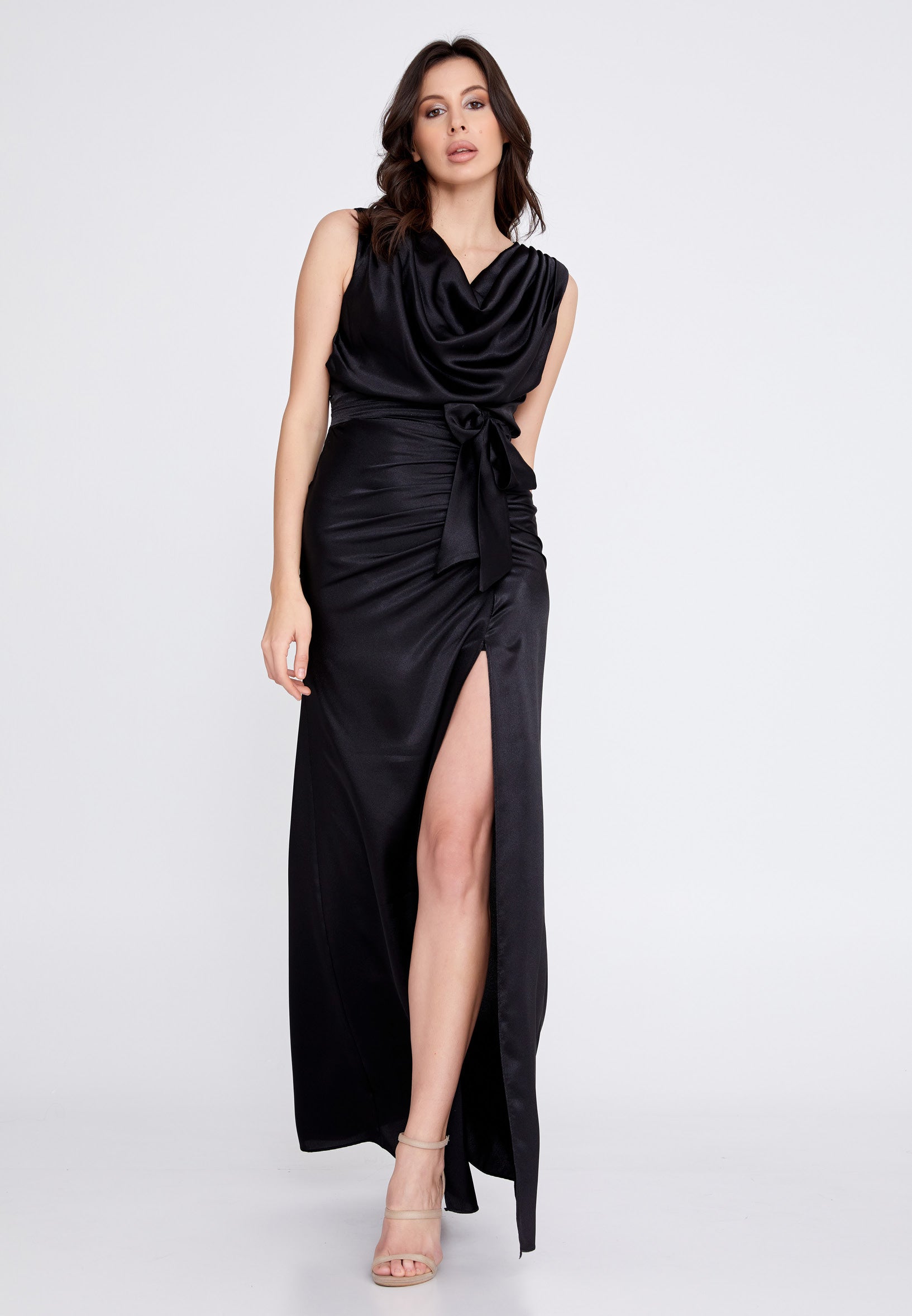 Satin Maxi Wedding Guest Dress Sleeveless Maxi Satin Column Regular Wedding  Guest Dress rmn3154