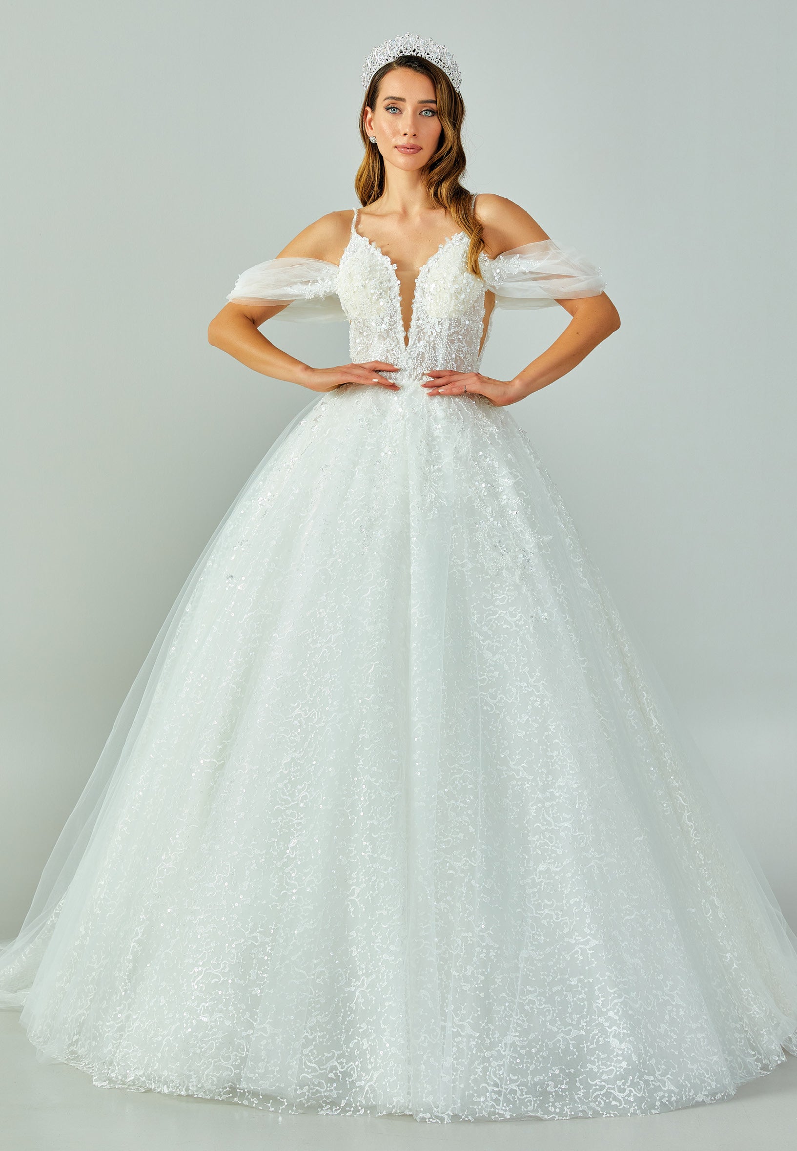 Off Shoulder Maxi Tulle Regular Wedding Dress nor328