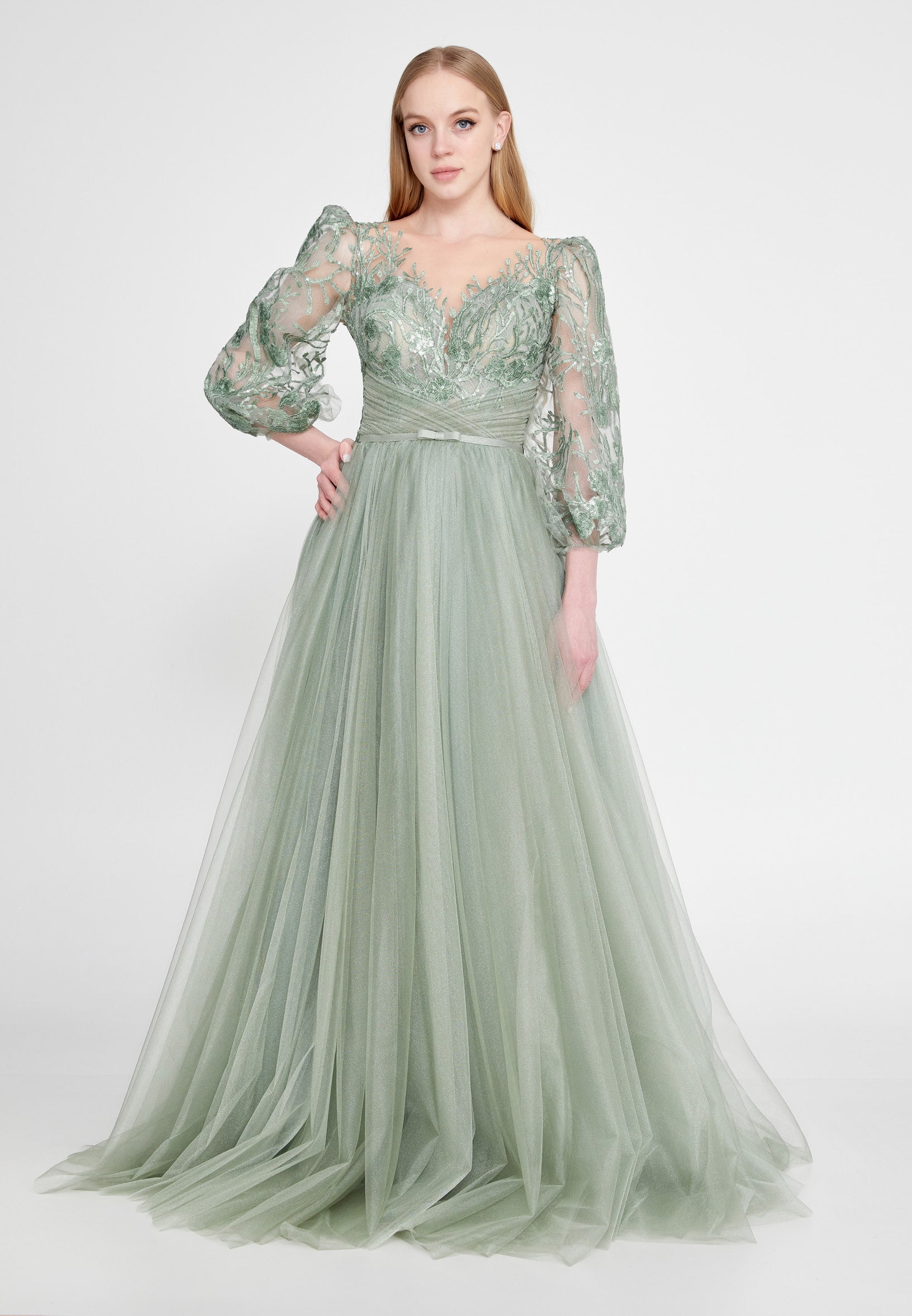 long sleeve maxi tulle dress Long Sleeve Maxi Tulle A