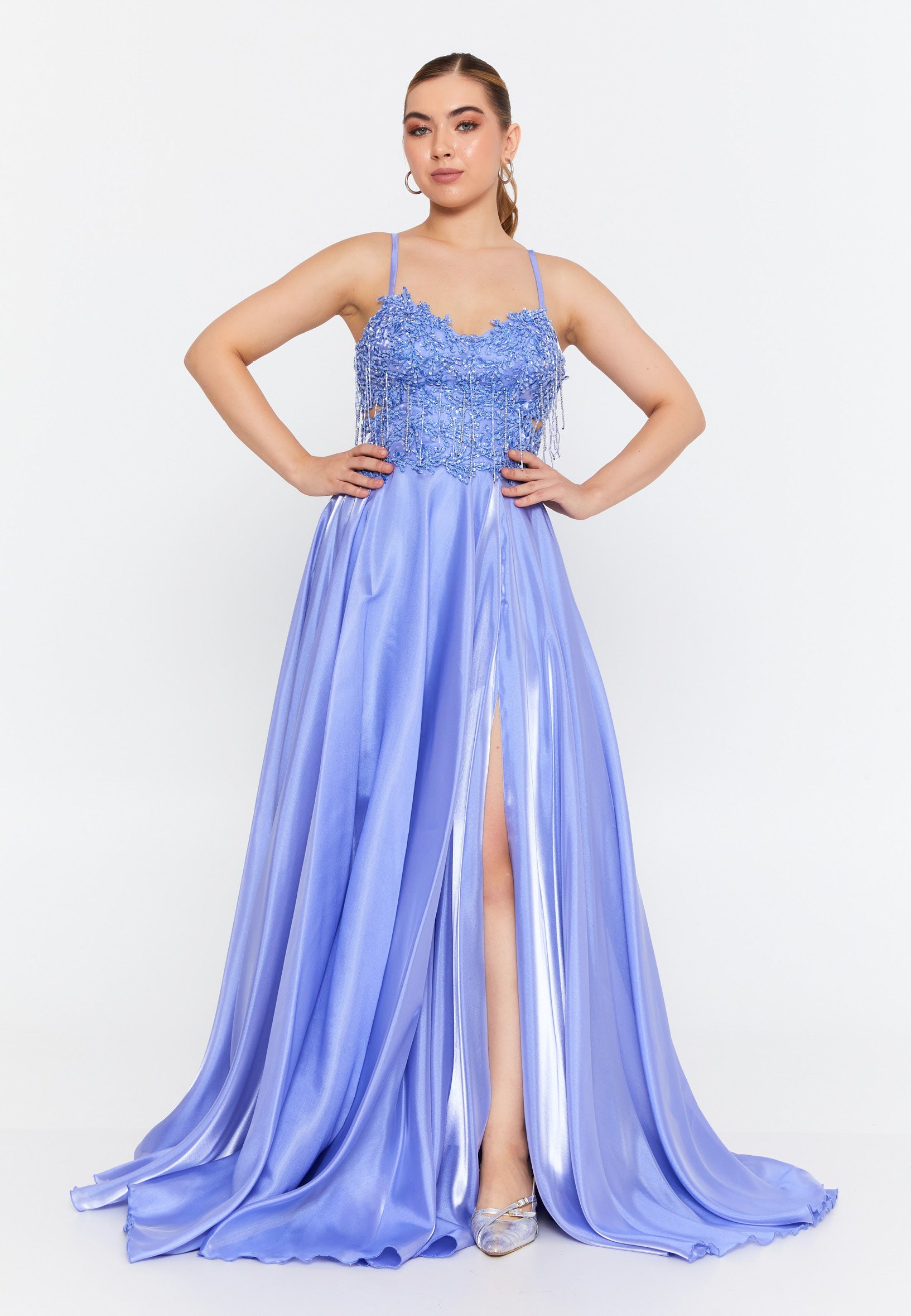 polyester gowns & formal dresses Julius Ball Gown Straight Across Neck Floor Length Dress 114cm *Product length is equivalent to size M LaDivine CD393 Long Prom Fitted