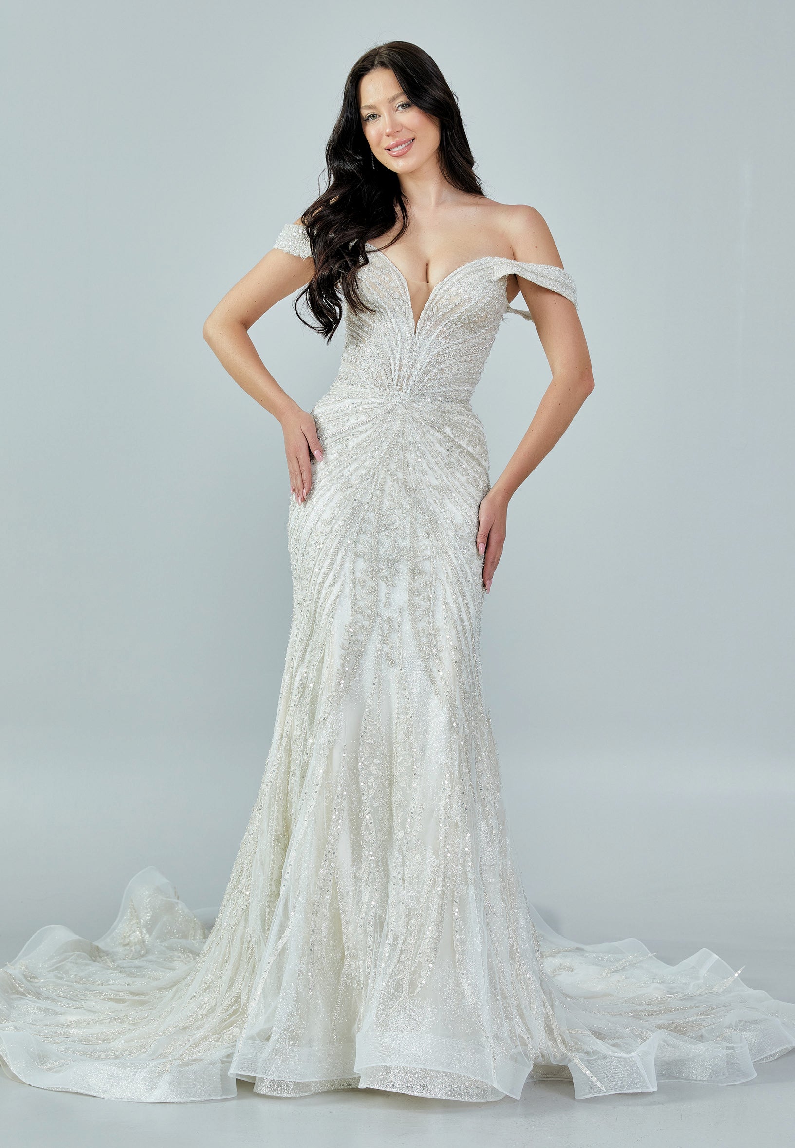 Long Sleeve Maxi Sequin Regular Wedding Dress abb23045