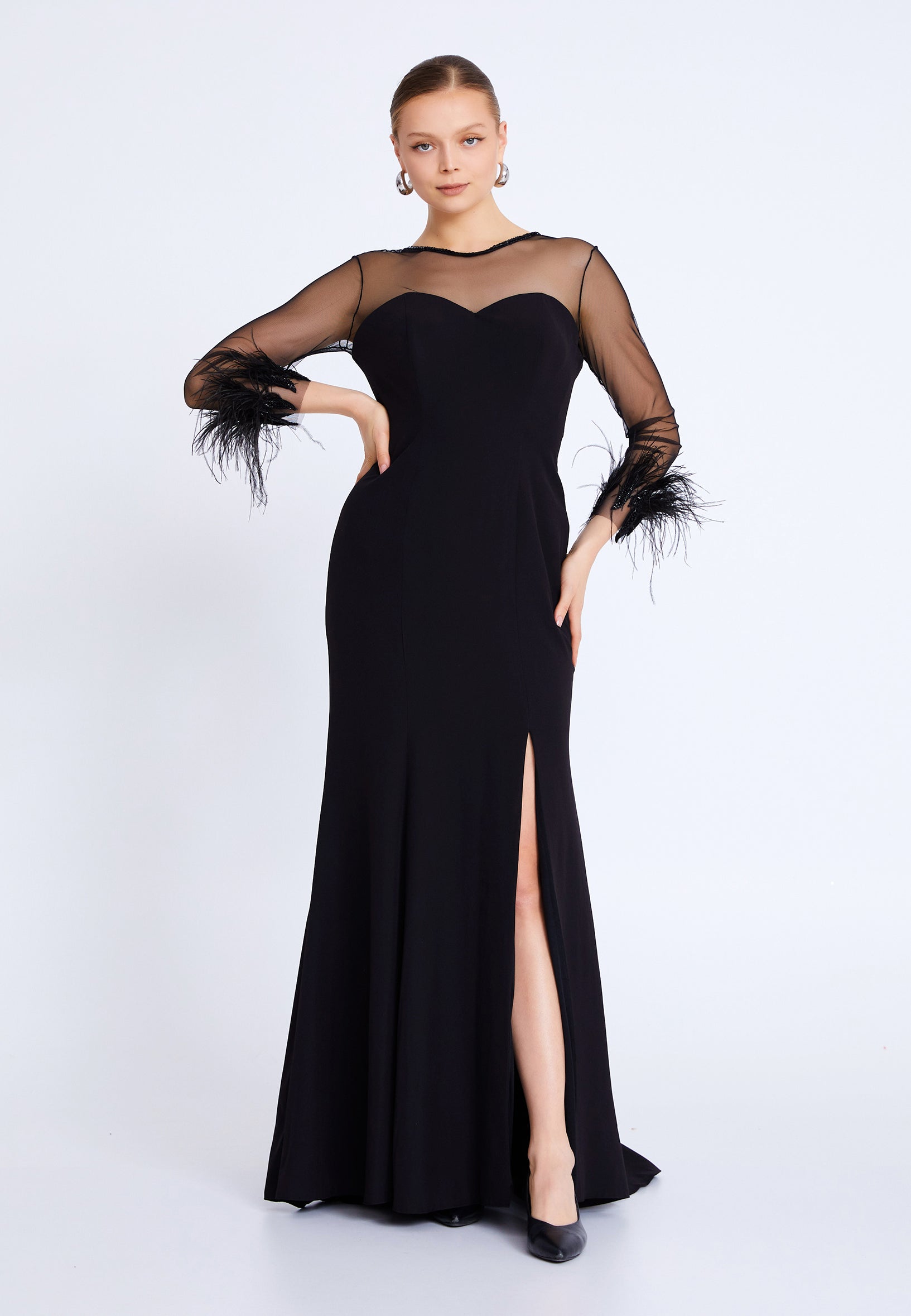 chinese dress ladies Suzhoufashion Appliqued Blue Wedding Guest Dress Mermaid Long Formal Dress with Short Sleeves main image 1