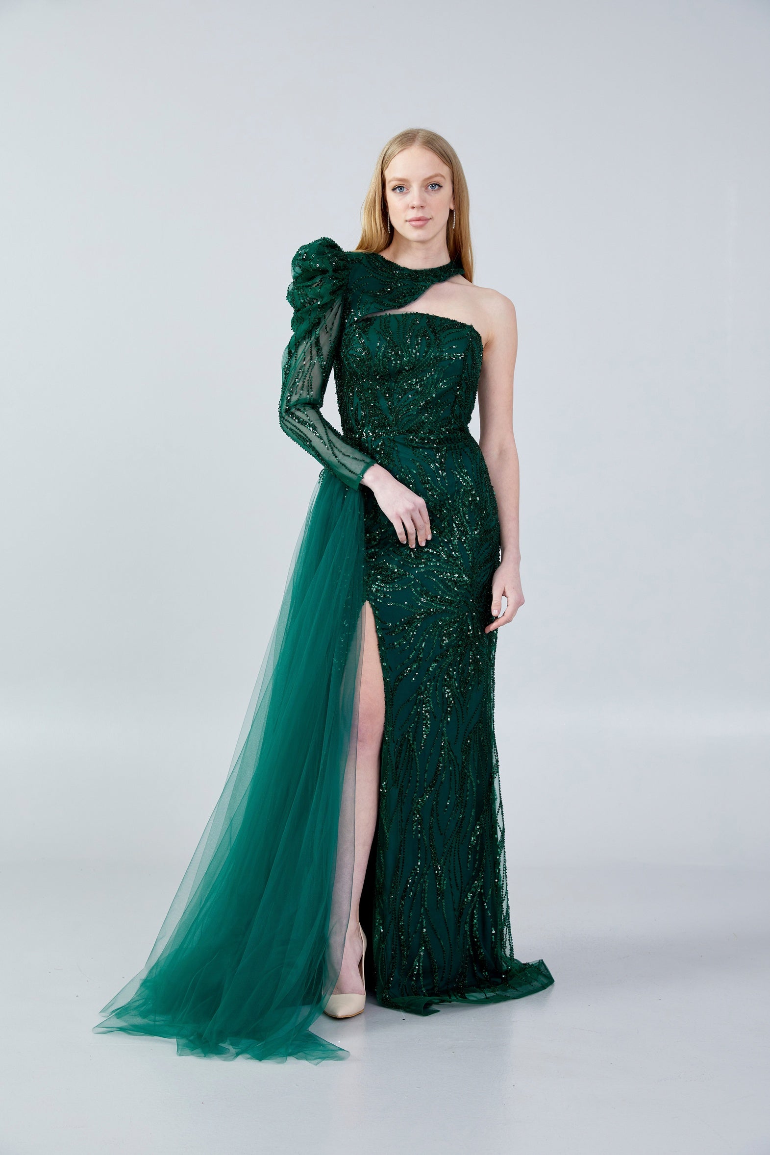 Off Shoulder Maxi Tulle Mermaid Regular Wedding Guest Dress omn2182