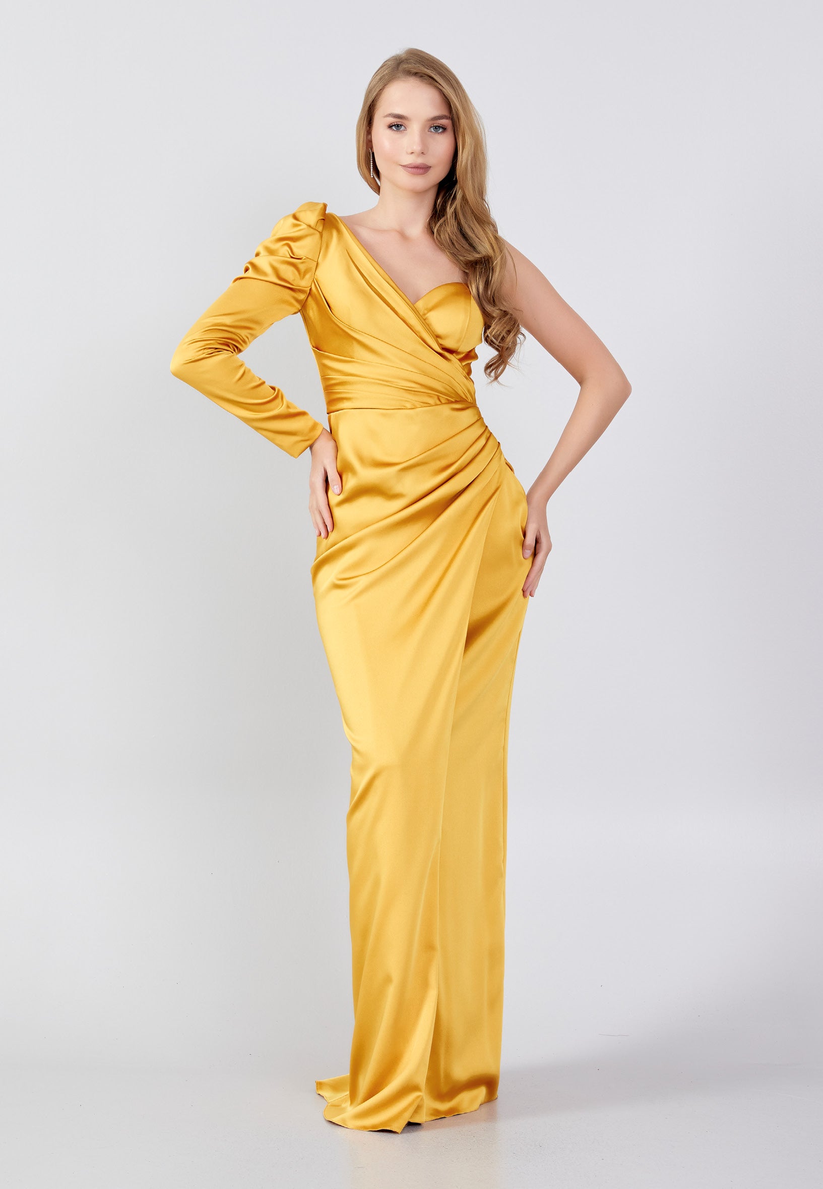 One Shoulder Maxi Satin Column Regular Wedding Guest Dress swr3111 One Shoulder Maxi Satin Column Regular Wedding Guest Dress swr3111