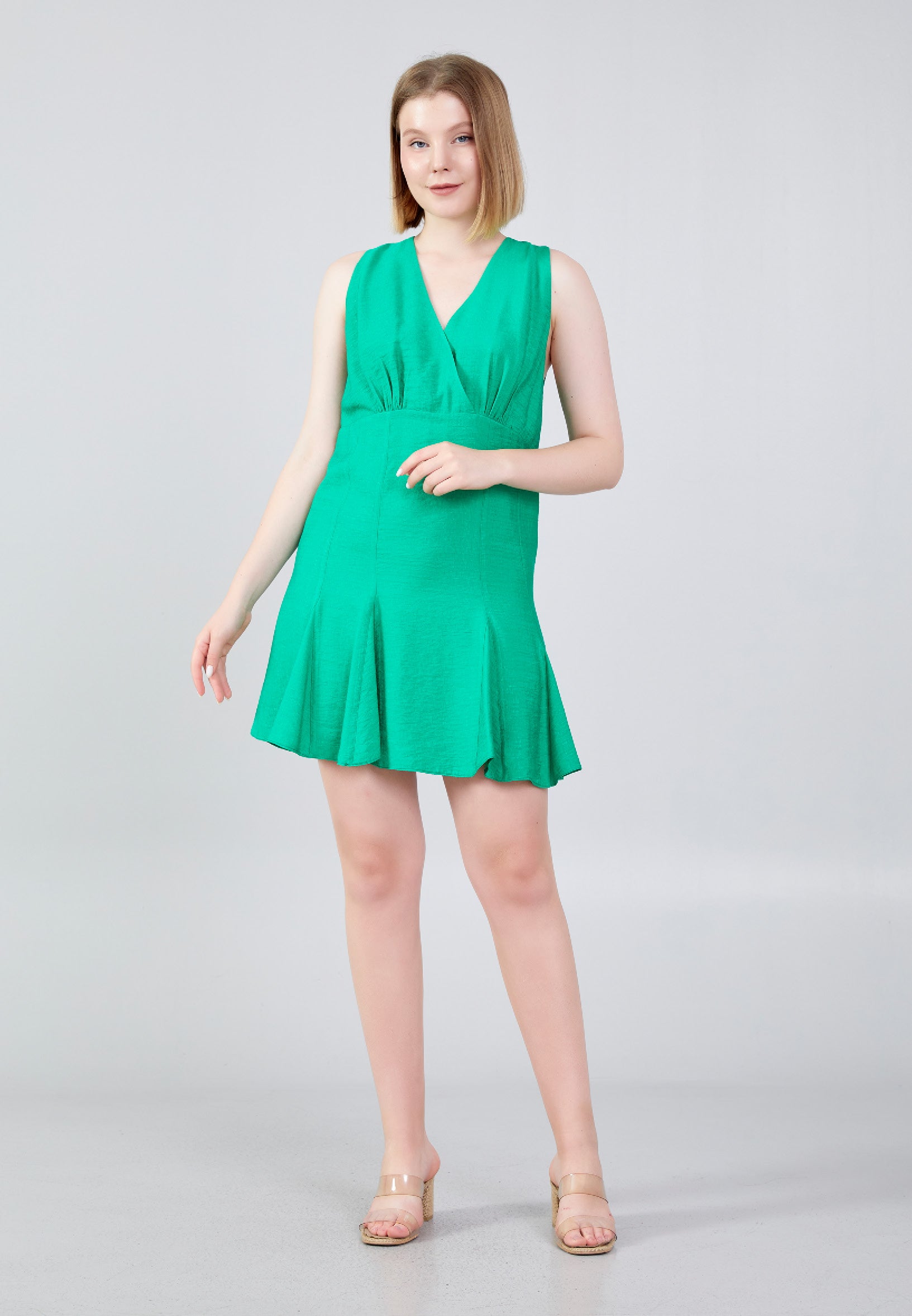 Short Sleeve Midi Linen Column Regular Casual Dress ber21y5119