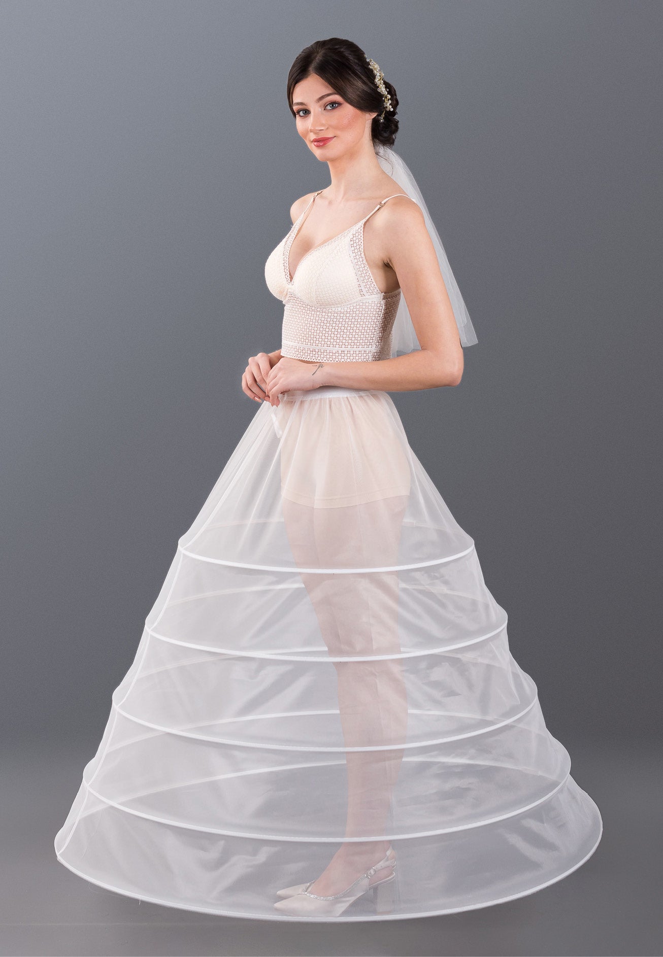 5 Hoops Tulle Without Flounce A-line Petticoat abtec345 5 Hoops Tulle Without Flounce A-line Petticoat abtec345
