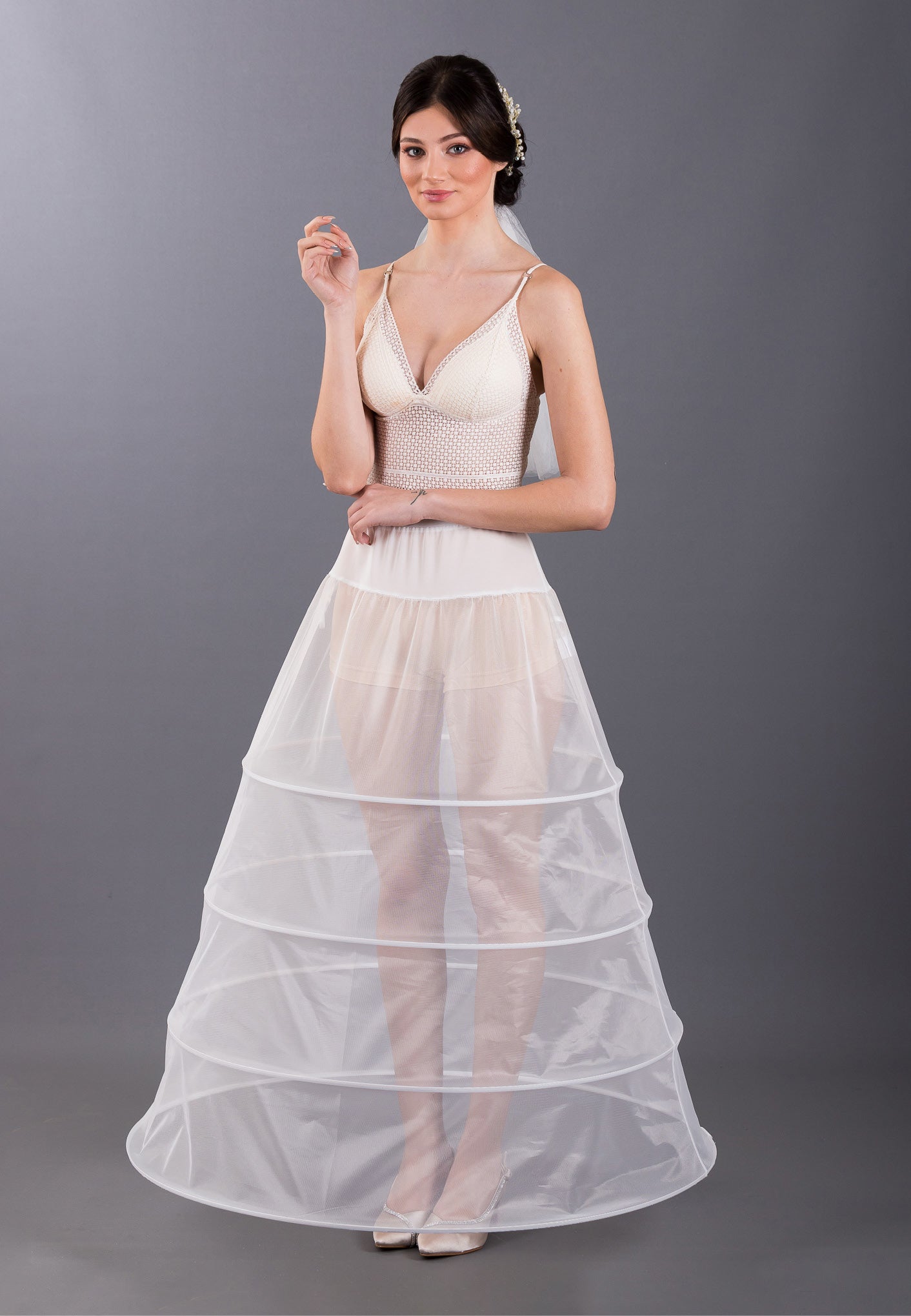 4 Hoops Tulle Without Flounce A-line Petticoat abtks284 4 Hoops Tulle Without Flounce A-line Petticoat abtks284