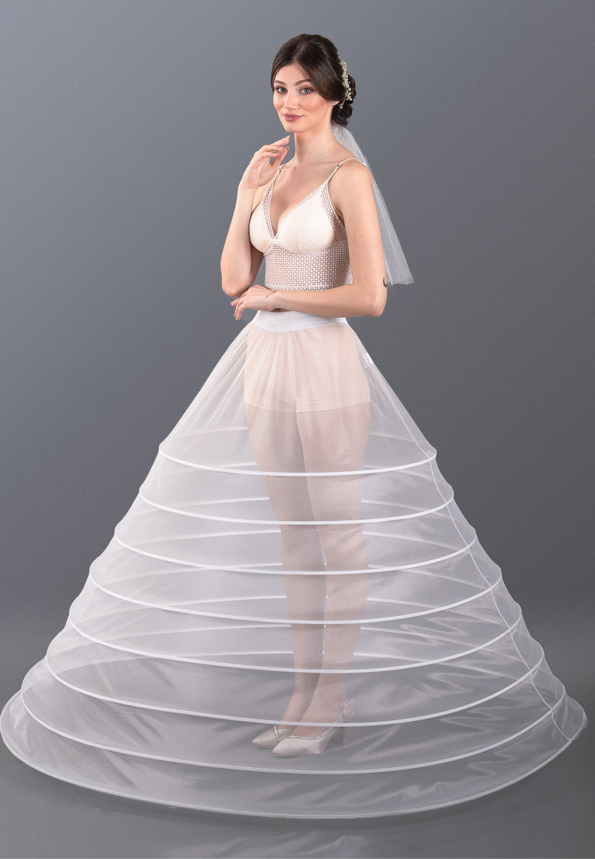 a line petticoat for wedding dress 8 Hoops Tulle Without Flounce A-line Petticoat abtec458