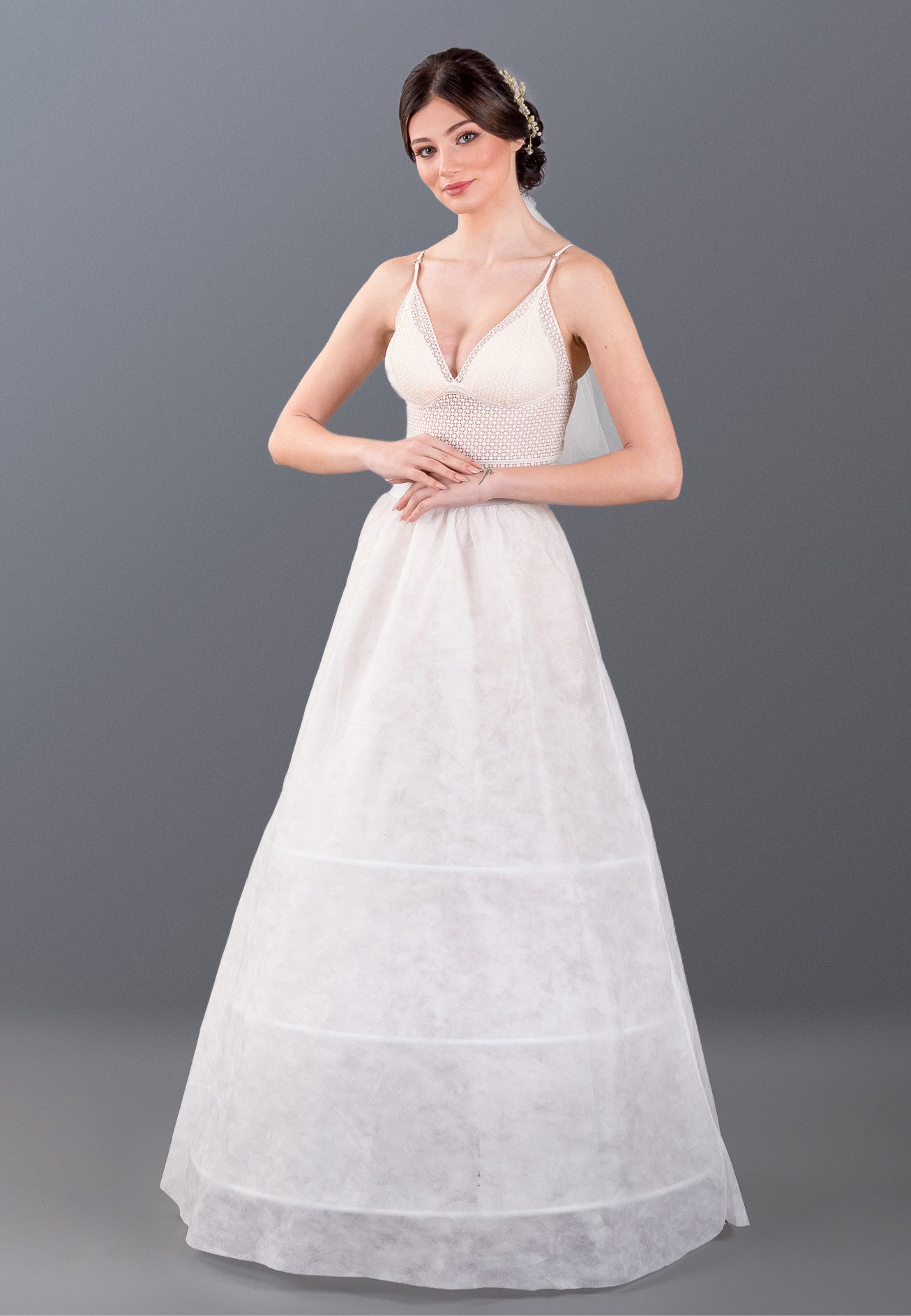 chinese dress ladies 3 Hoops Tulle Without Flounce A-line Petticoat abtns283