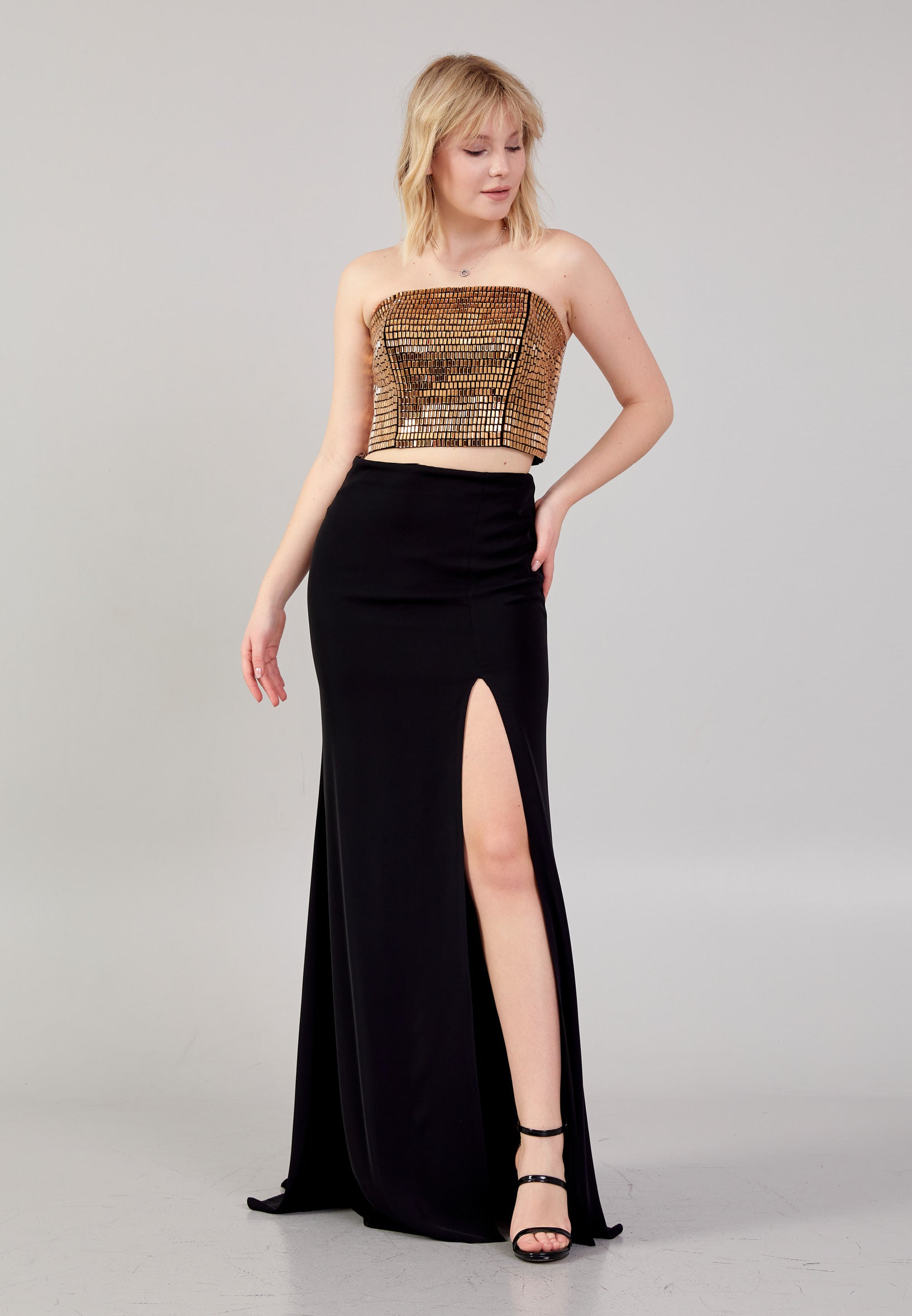 Long Sleeve Maxi Viscose Column Regular Evening Dress odr6698 main image 0