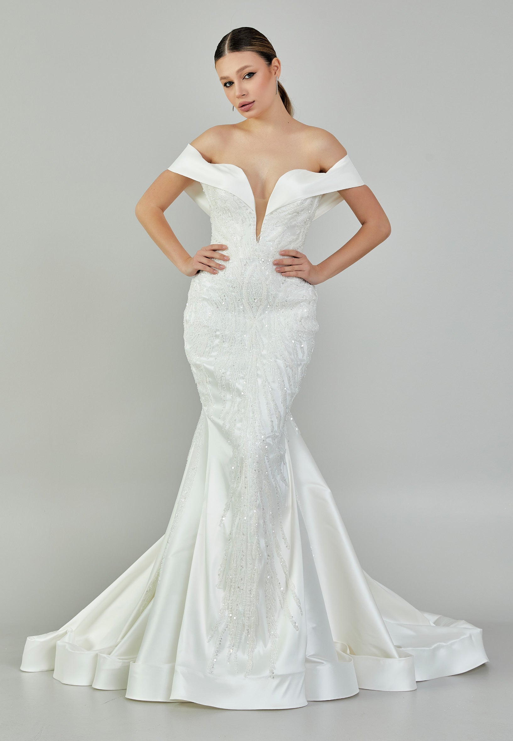 Off Shoulder Maxi Polyester Regular Wedding Dress bnc9000