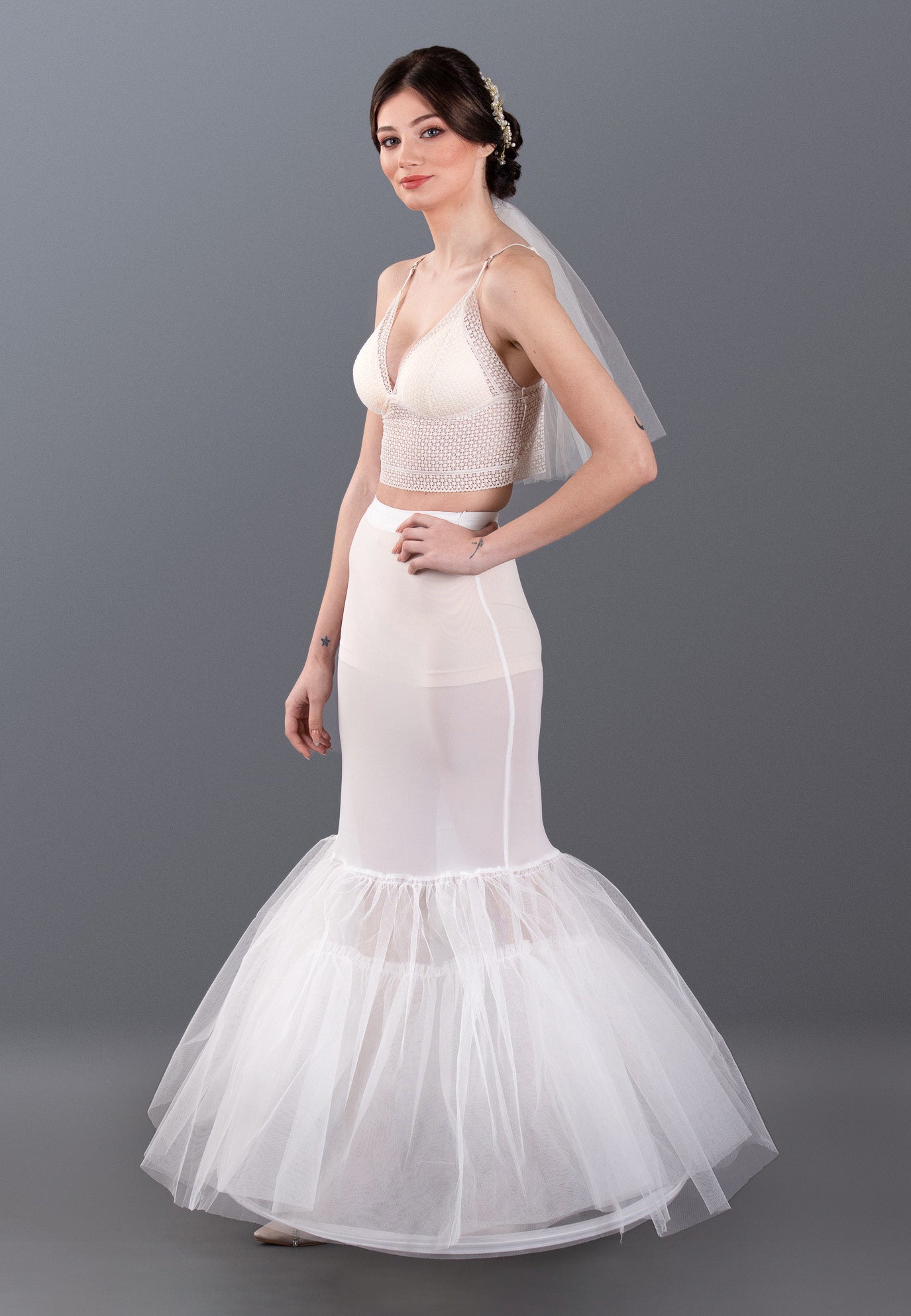 1 Hoop Tulle Without Flounce Fish Cut Petticoat abttr211