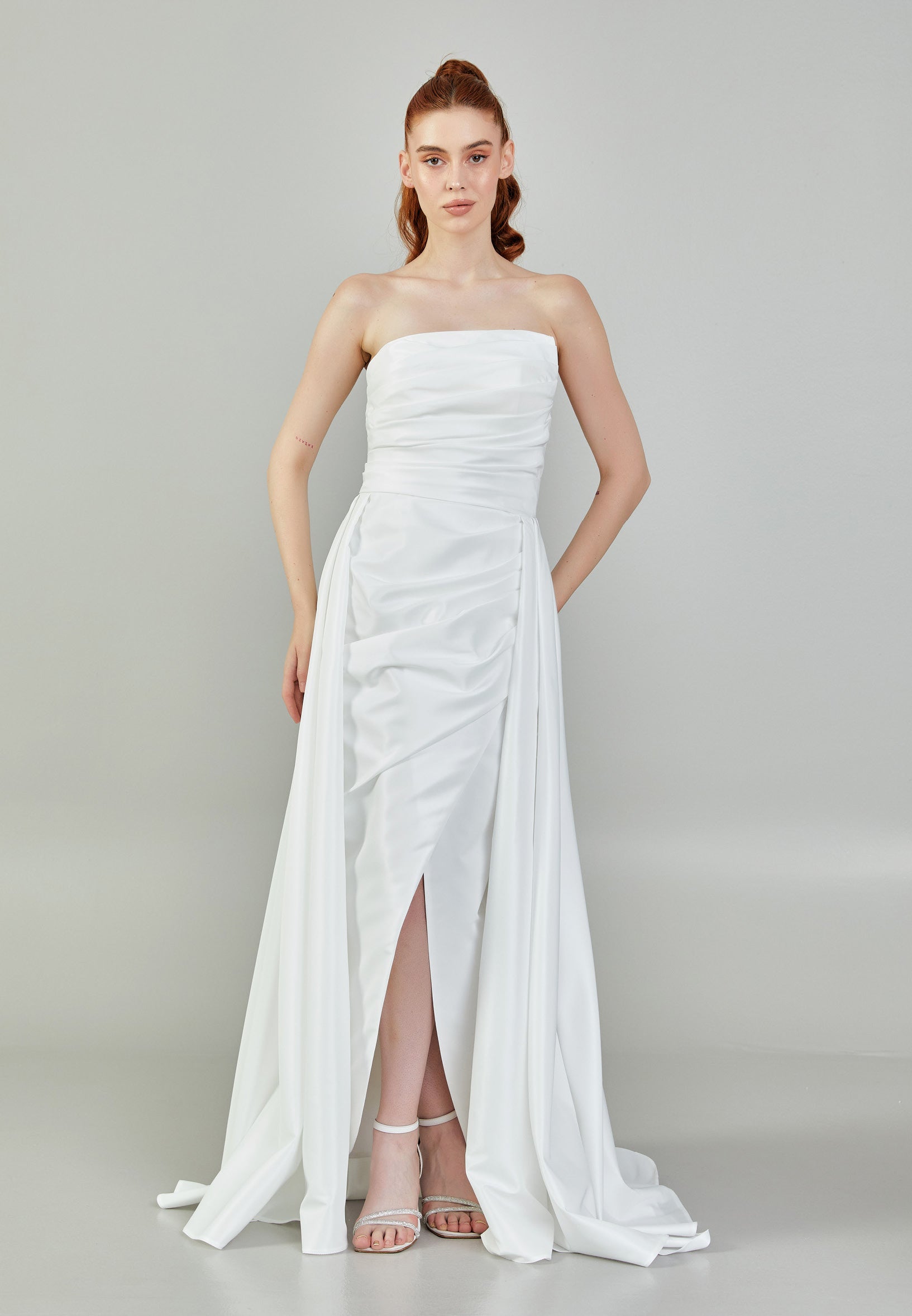 Strapless Maxi Polyester Regular Wedding Dress Mxg56837 Ecru / 40