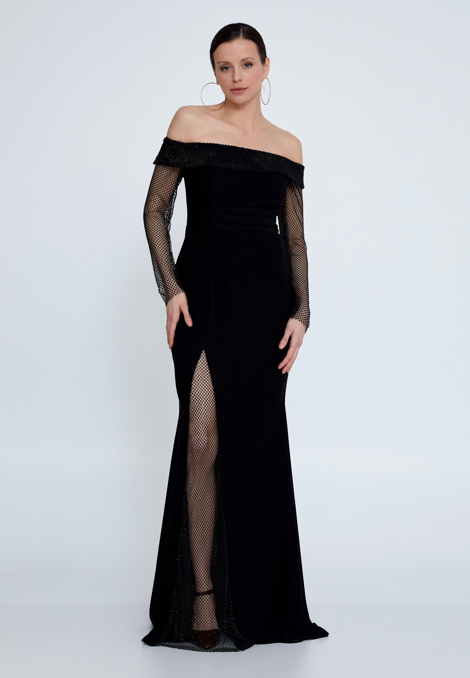 One Shoulder Maxi Viscose Mermaid Regular Wedding Guest Dress aln1892