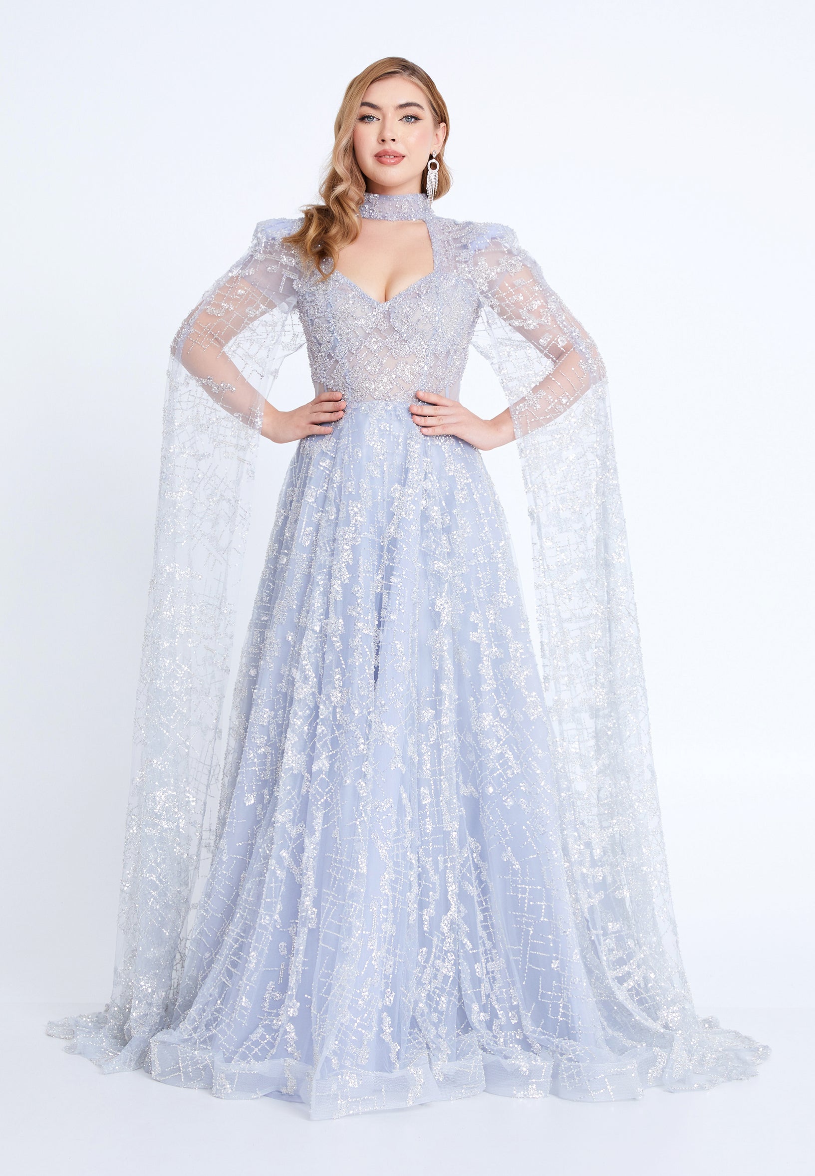 slim fit dress slacks Light Blue White Gradient Tulle Tiered Fashion High Low Strapless A-Line Prom Dresses, CP1108 Custom Size(Leaving A note) / Custom Color(Leaving A