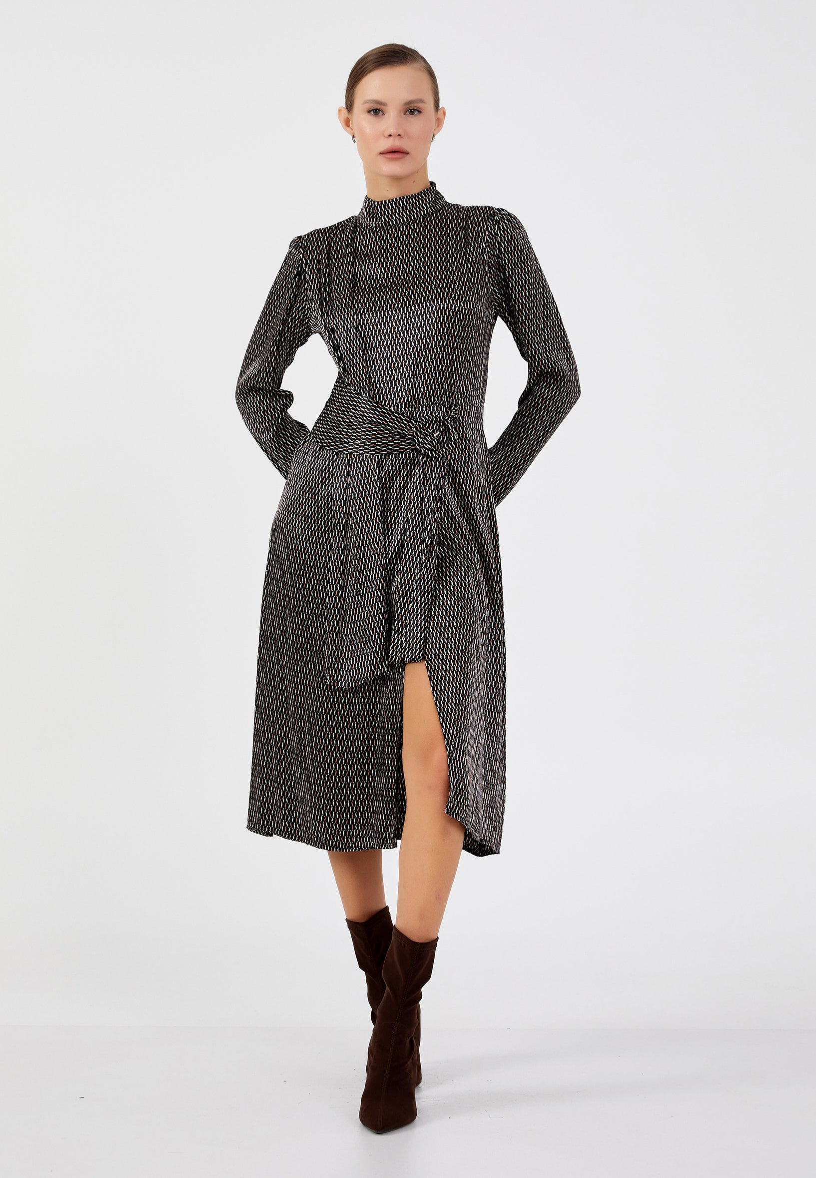 Mid-Length Midi Lycra Column Regular Casual Dress ser18426
