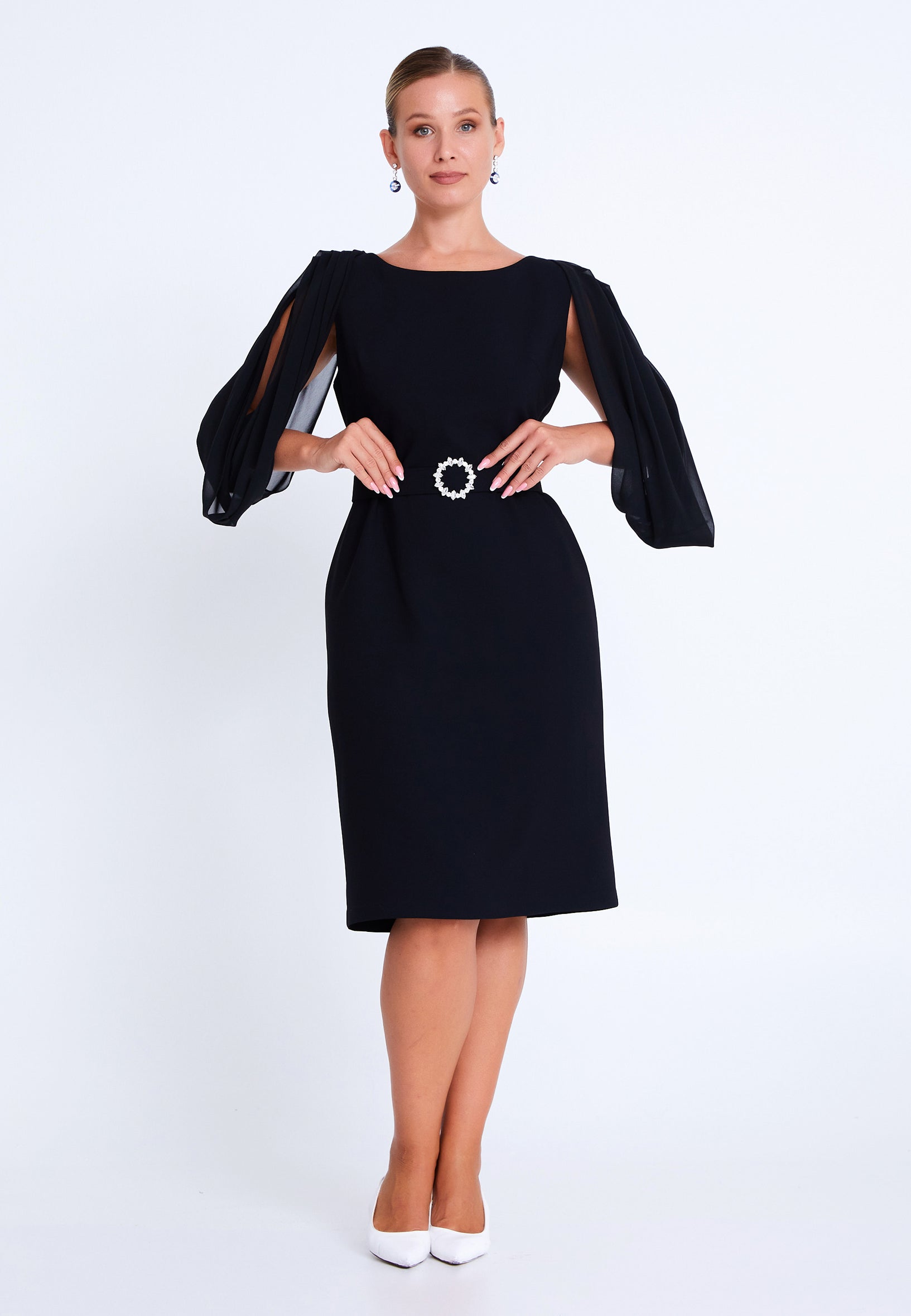 Mid-Length Midi Viscose Column Plus Size Evening Dress nzn4059