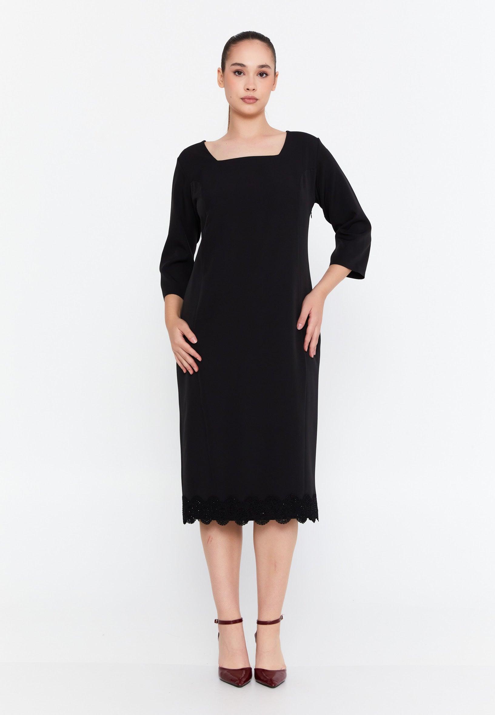 Mid-Length Midi Viscose Column Plus Size Evening Dress bdm4050