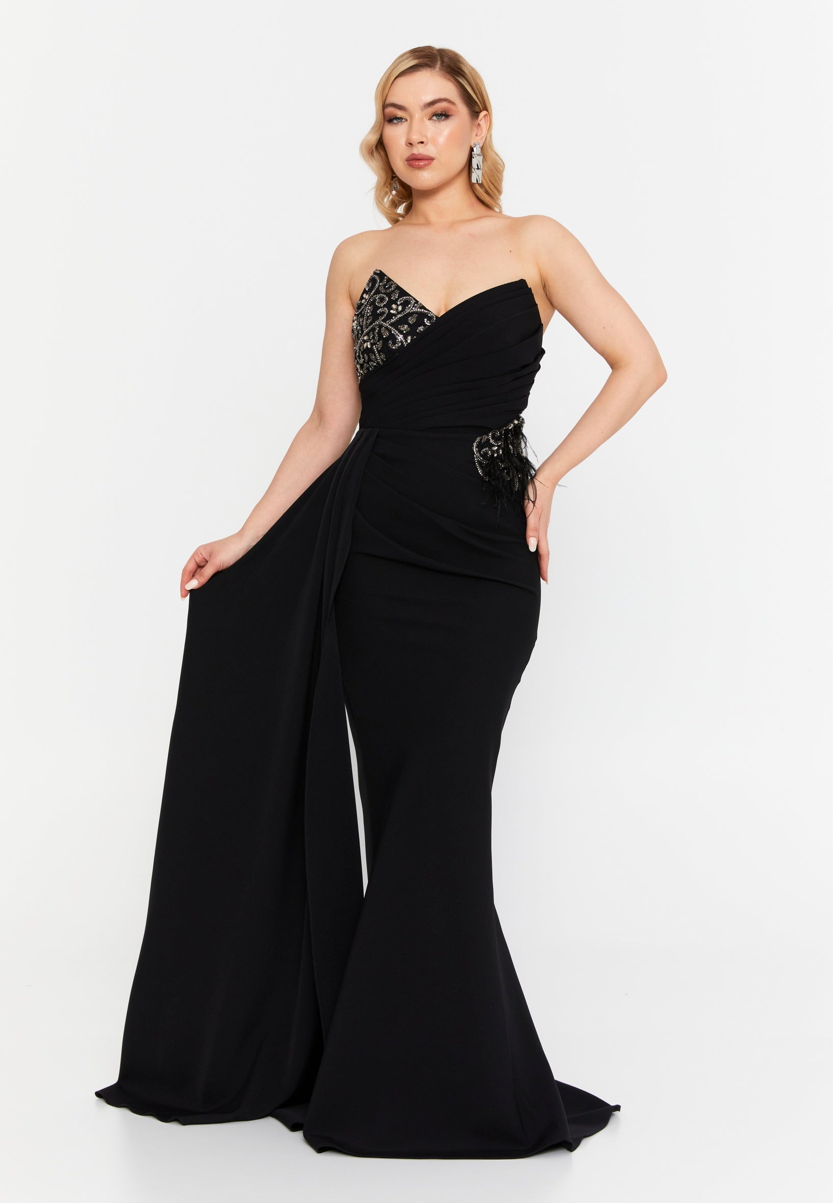 One Shoulder Maxi Viscose Mermaid Regular Wedding Guest Dress aln1897