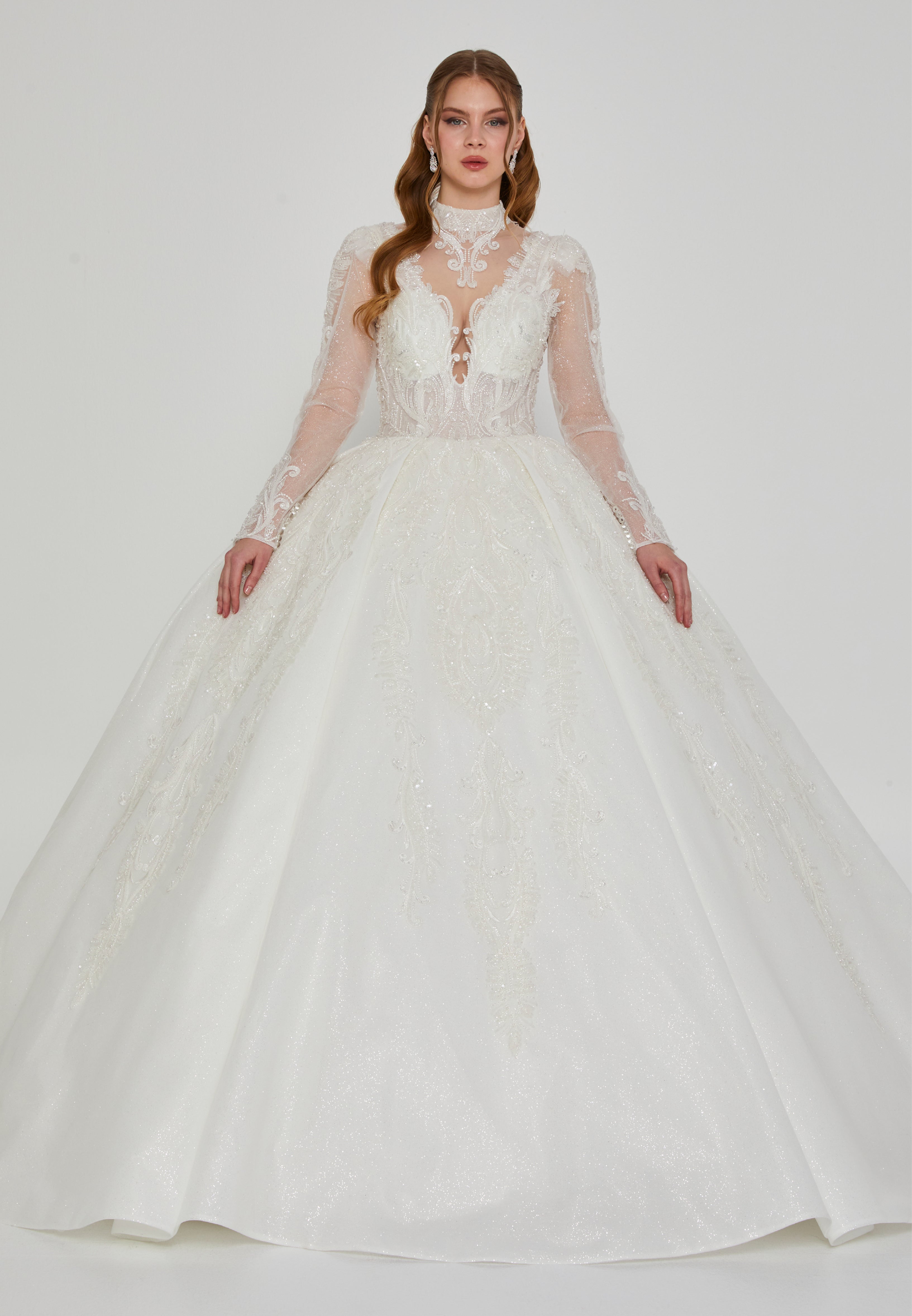Short Sleeve Maxi Tulle Regular Wedding Dress rlb1667