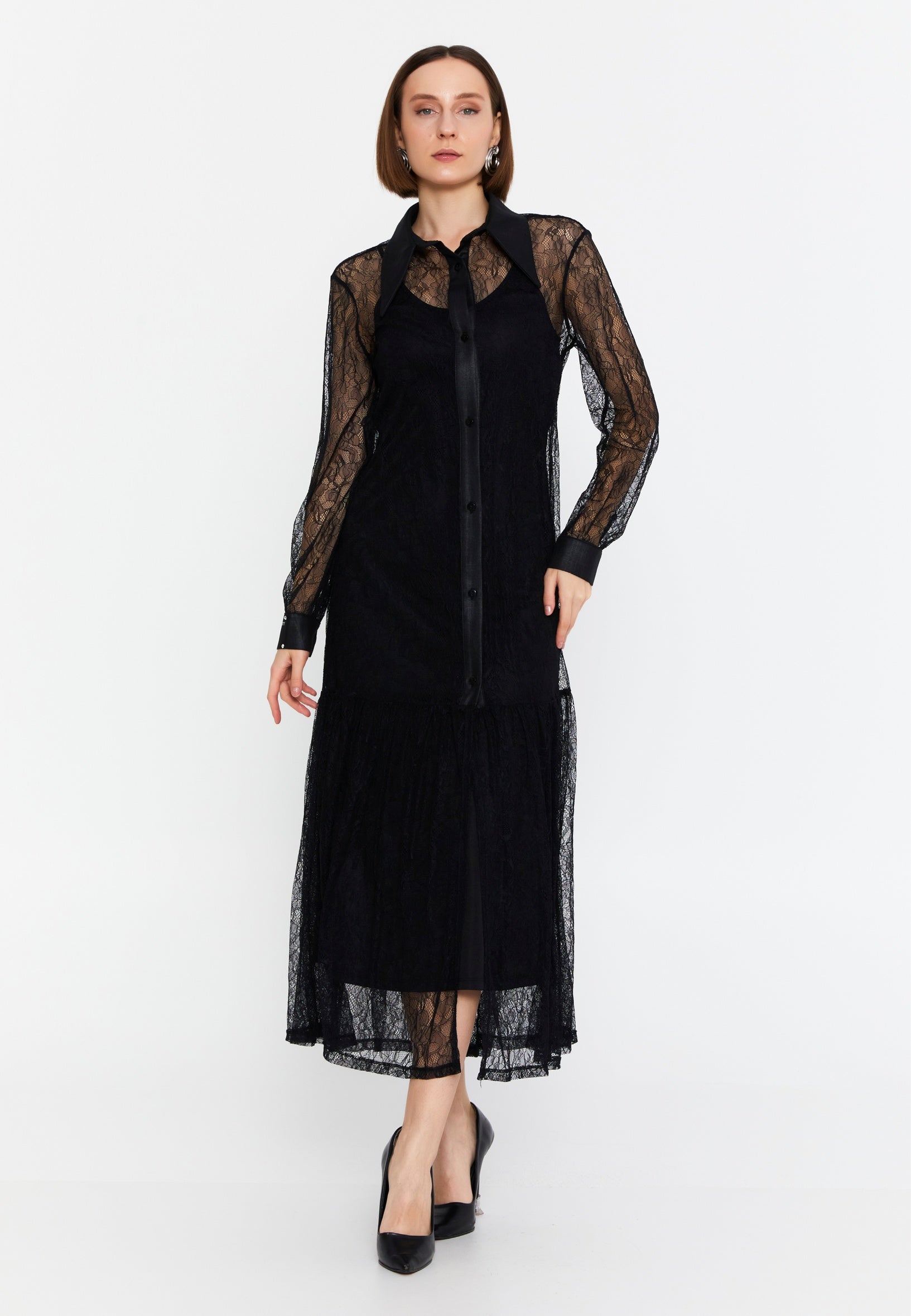 Long Sleeve Midi Lycra Column Regular Casual Dress mis19575