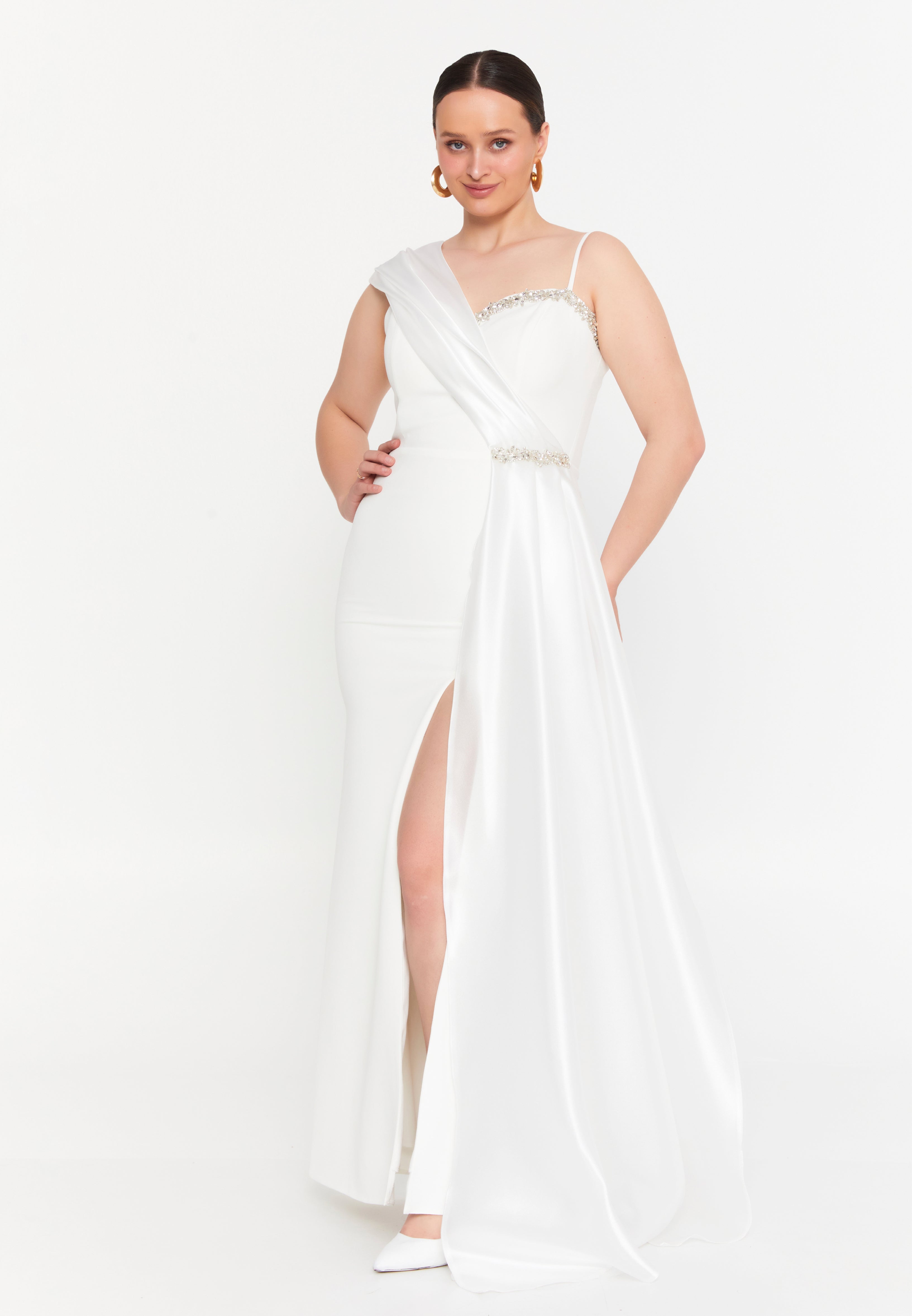 Strapless Maxi Viscose Mermaid Regular Wedding Guest Dress aln1862