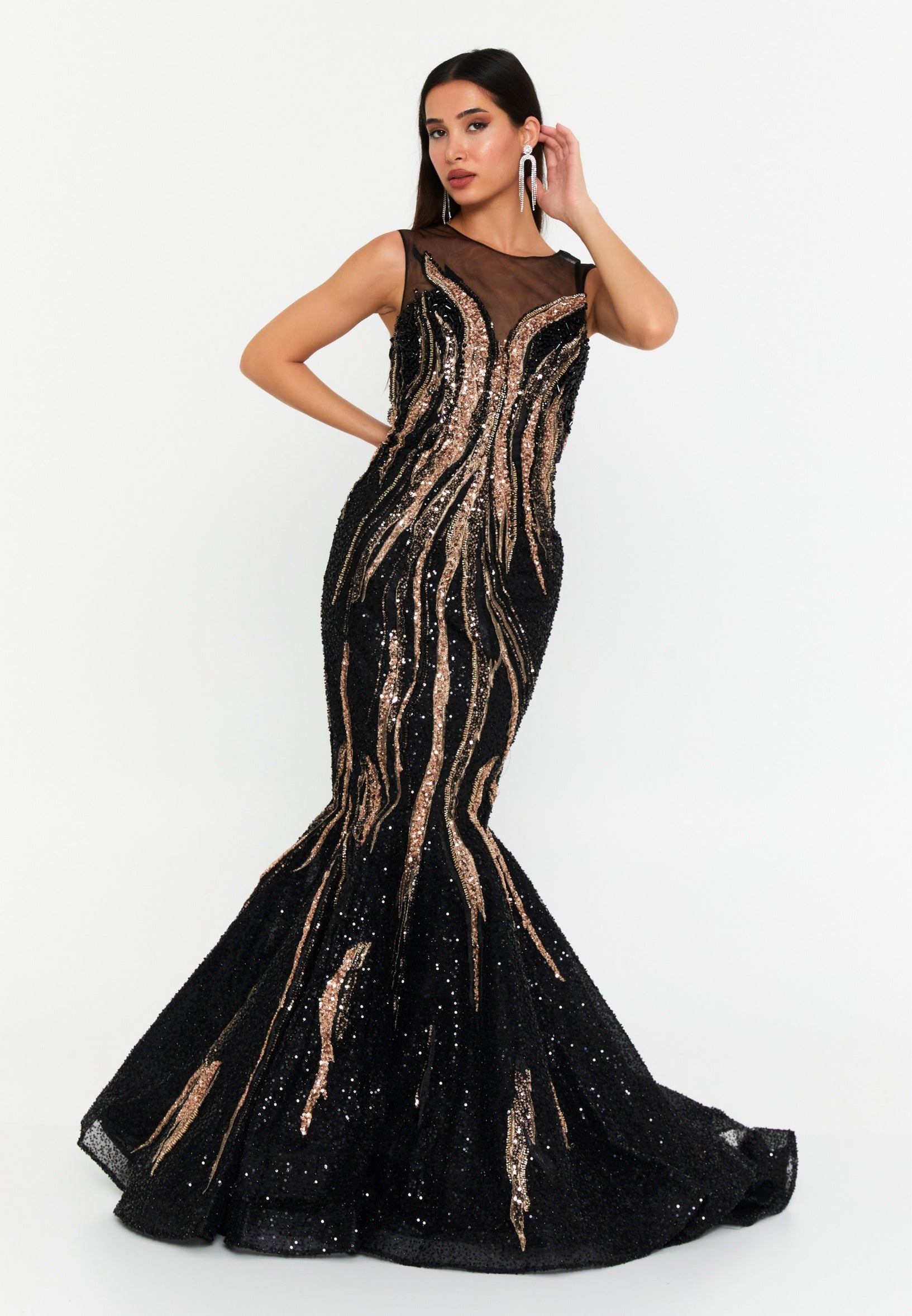 slim fit dress slacks BABARONI BABARONI Lace Tulle Black Prom Dresses Sheath/Column Sweetheart Appliqued Beaded with Slit Lace-Up Backless, Black / US0 main image 0