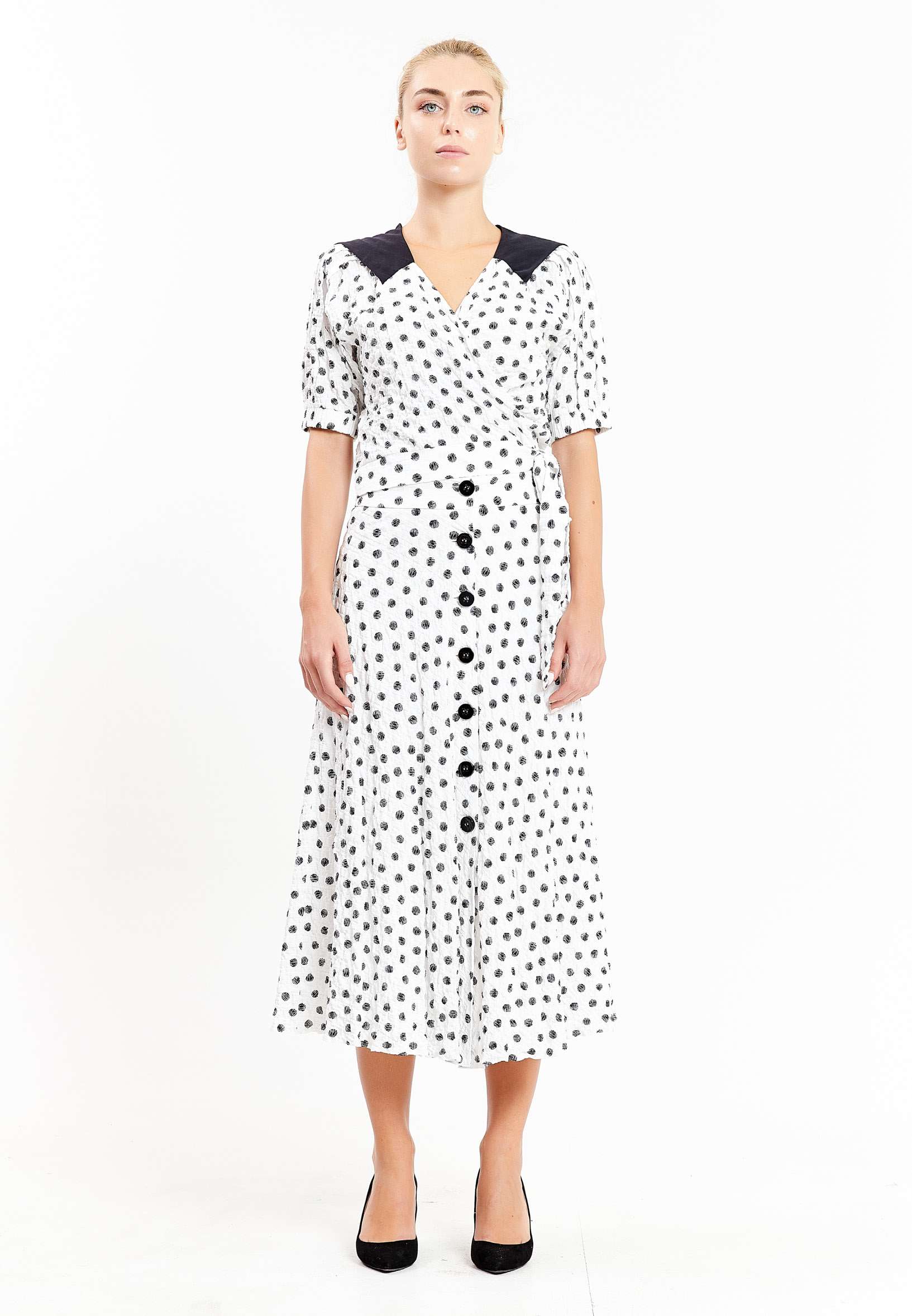 Short Sleeve Geometric Regular Blouse kmy10238 - Blouse - Istanbul Fashion Center