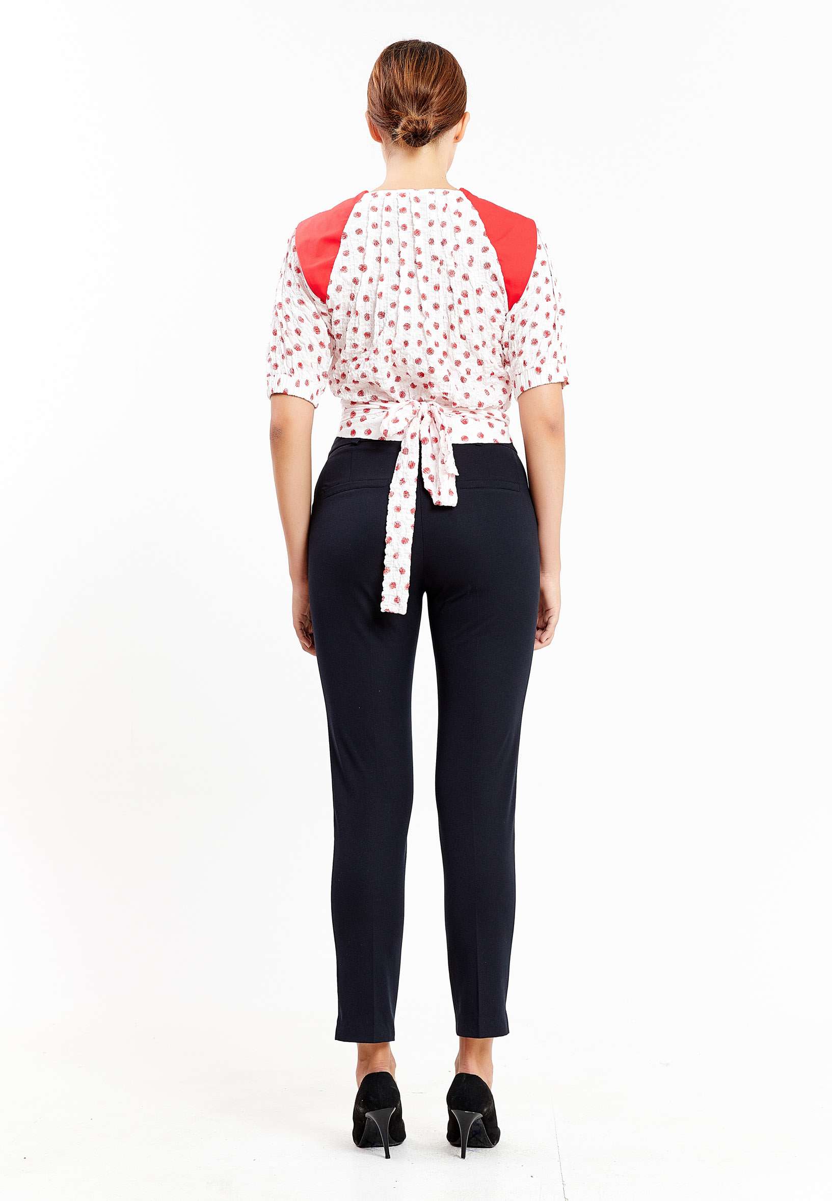 Short Sleeve Geometric Regular Blouse kmy10238 - Blouse - Istanbul Fashion Center