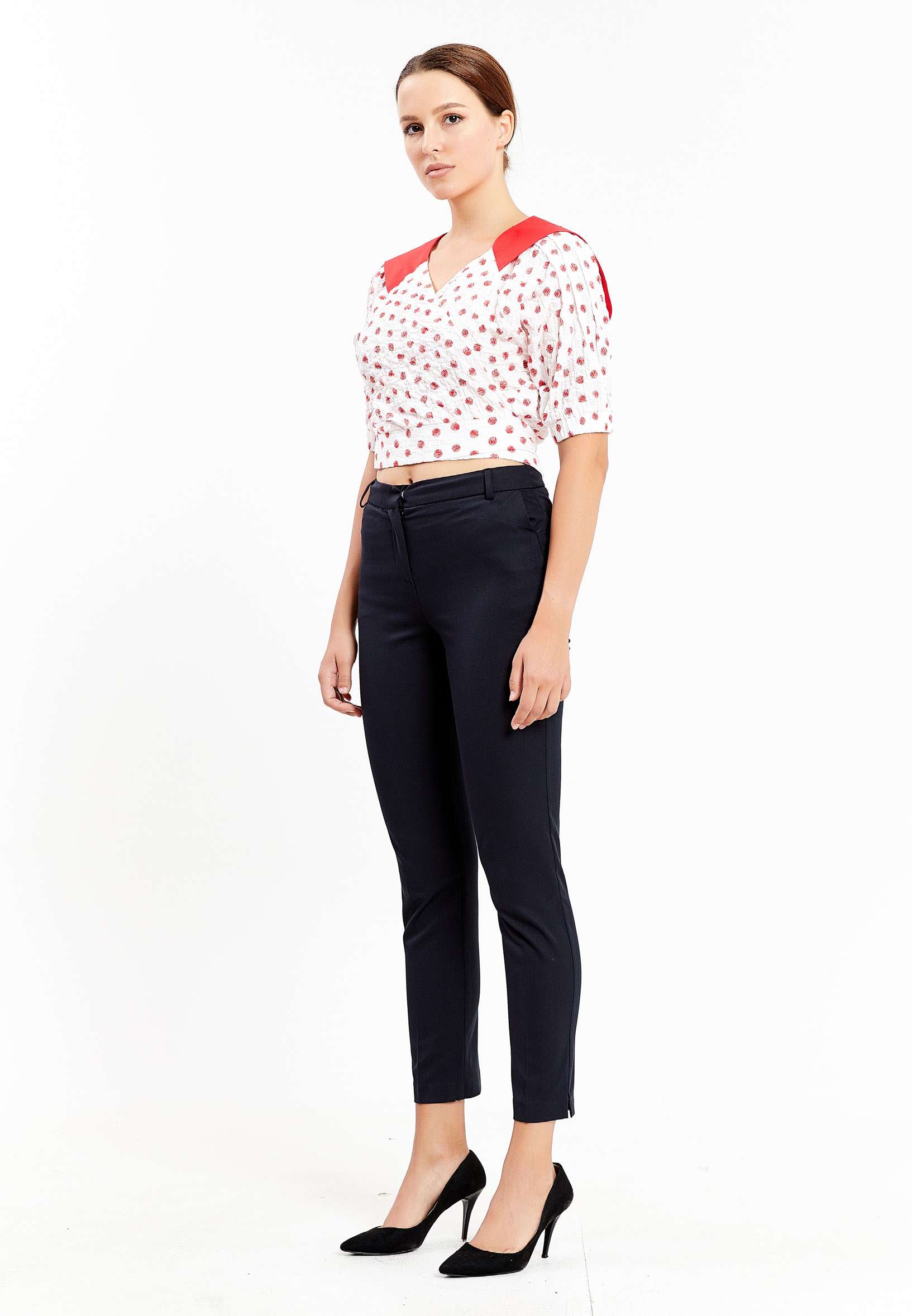 Short Sleeve Geometric Regular Blouse kmy10238 - Blouse - Istanbul Fashion Center