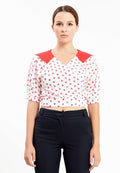 Short Sleeve Geometric Regular Blouse kmy10238 - Blouse - Istanbul Fashion Center