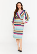Long Sleeve Midi Lycra Column Regular Casual Dress esl288abito - Casual Dress - Istanbul Fashion Center
