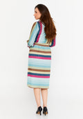 Long Sleeve Midi Lycra Column Regular Casual Dress esl288abito - Casual Dress - Istanbul Fashion Center