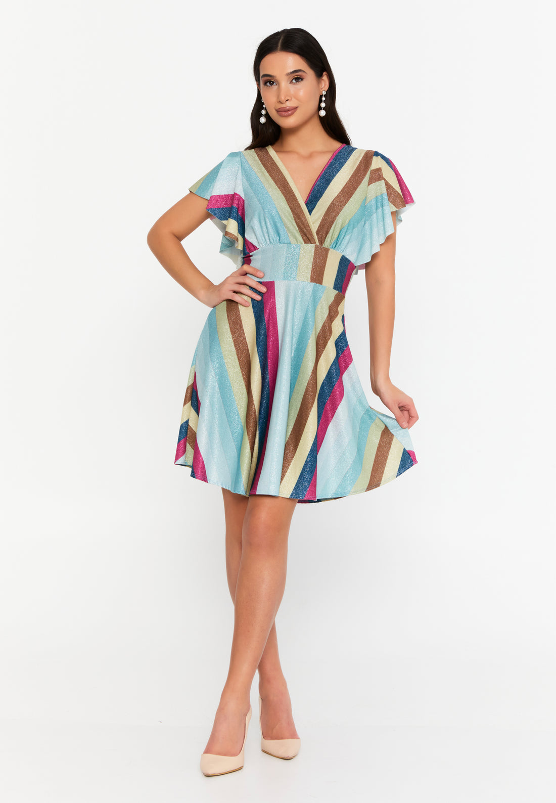Short Sleeve Mini Lycra Column Regular Casual Dress esl398abito - Casual Dress - Istanbul Fashion Center
