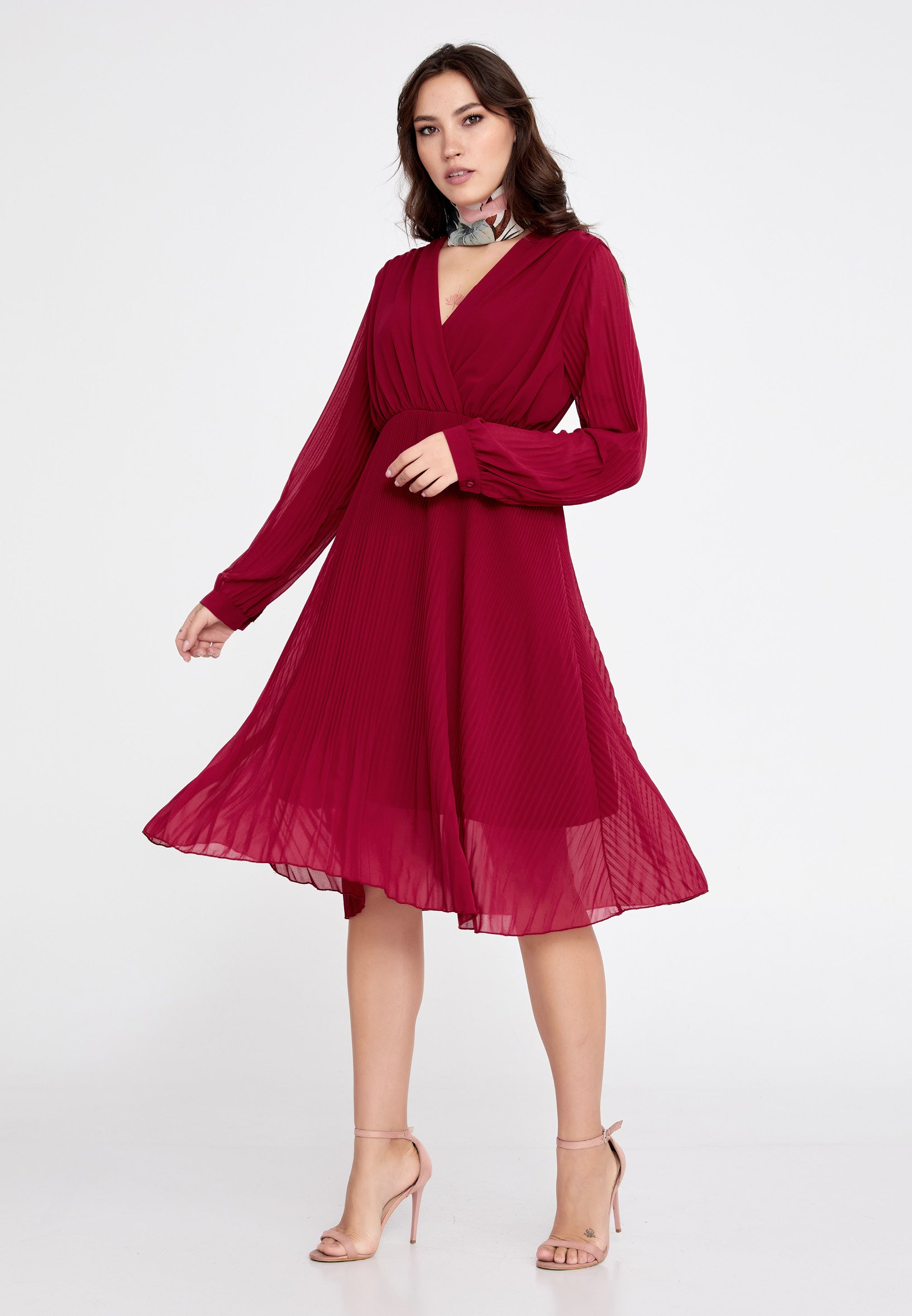 Long Sleeve Midi Chiffon Column Regular Casual Dress cav68538 Long Sleeve Midi Chiffon Column Regular Casual Dress cav68538