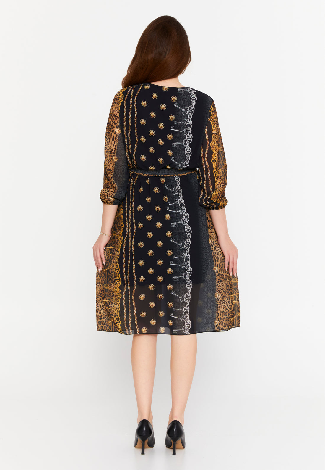Long Sleeve Midi Chiffon Column Regular Casual Dress clf15391c - Casual Dress - Istanbul Fashion Center