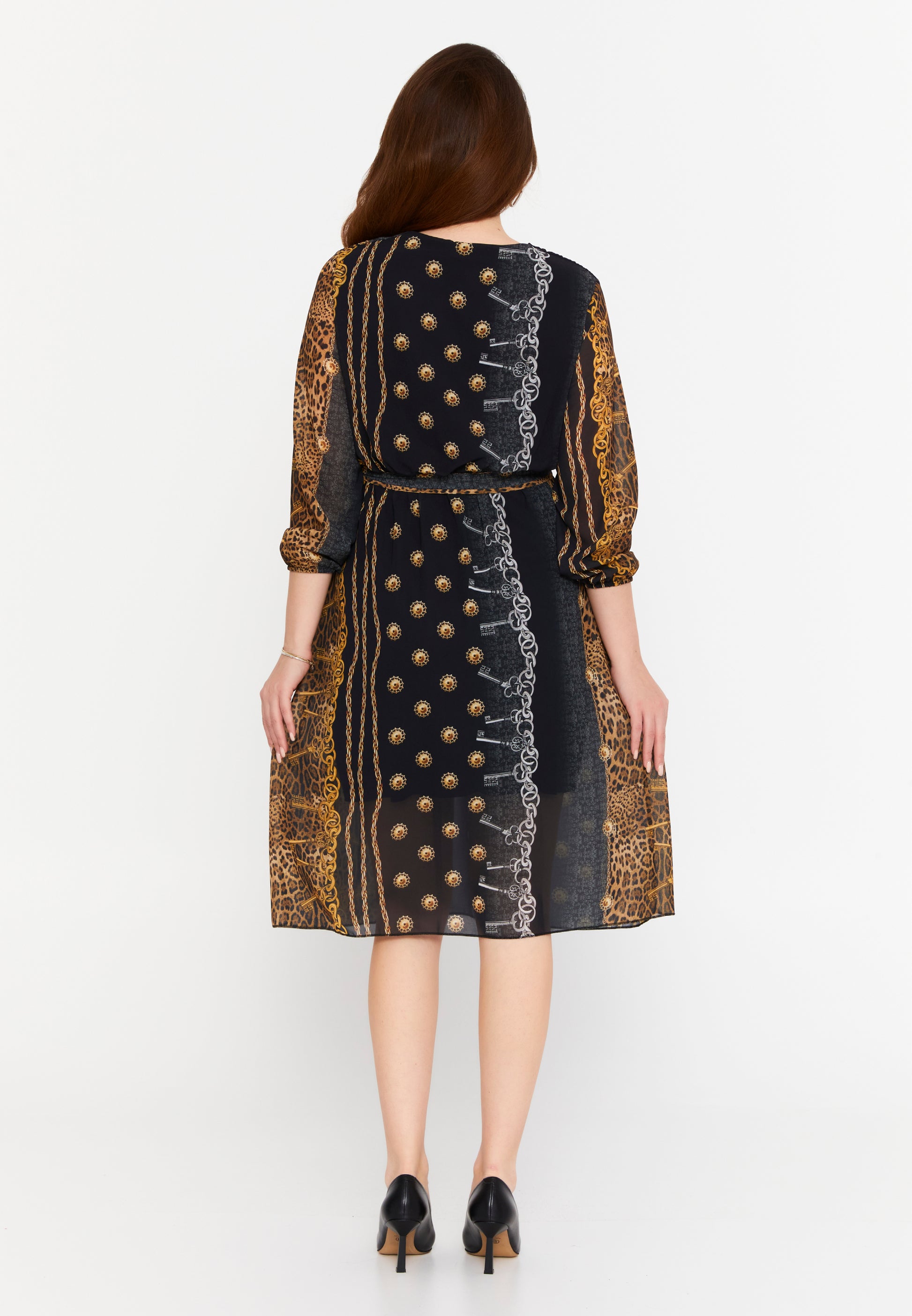 Long Sleeve Midi Chiffon Column Regular Casual Dress clf15391c - Casual Dress - Istanbul Fashion Center