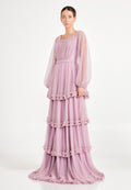 Long Sleeve Maxi Tulle Column Regular Wedding Guest Dress ron5020 - Wedding Guest Dress - Istanbul Fashion Center