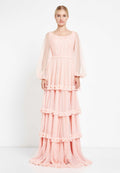 Long Sleeve Maxi Tulle Column Regular Wedding Guest Dress ron5020 - Wedding Guest Dress - Istanbul Fashion Center