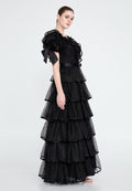 Short Sleeve Maxi Lace A - Line Regular Prom Dress crm8854 - Prom Dress - Istanbul Fashion Center