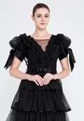 Short Sleeve Maxi Lace A - Line Regular Prom Dress crm8854 - Prom Dress - Istanbul Fashion Center