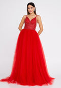 Sleeveless Maxi Tulle A - Line Regular Prom Dress aln1438 - Prom Dress - Istanbul Fashion Center