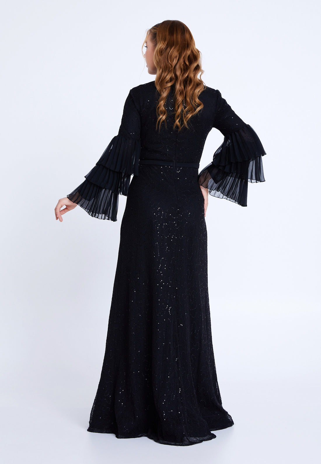 Long Sleeve Maxi Lace Column Regular Wedding Guest Dress fvl2259