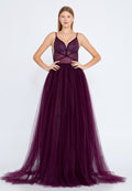 Sleeveless Maxi Tulle A - Line Regular Prom Dress aln1438 - Prom Dress - Istanbul Fashion Center