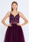 Sleeveless Maxi Tulle A - Line Regular Prom Dress aln1438 - Prom Dress - Istanbul Fashion Center