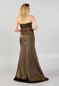Strapless Maxi Satin Mermaid Regular Wedding Guest Dress aln1424 - Wedding Guest Dress - Istanbul Fashion Center