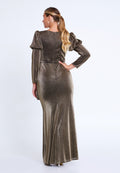 Long Sleeve Maxi Lycra Column Plus Size Evening Dress rmn3165-b - Evening Dress - Istanbul Fashion Center